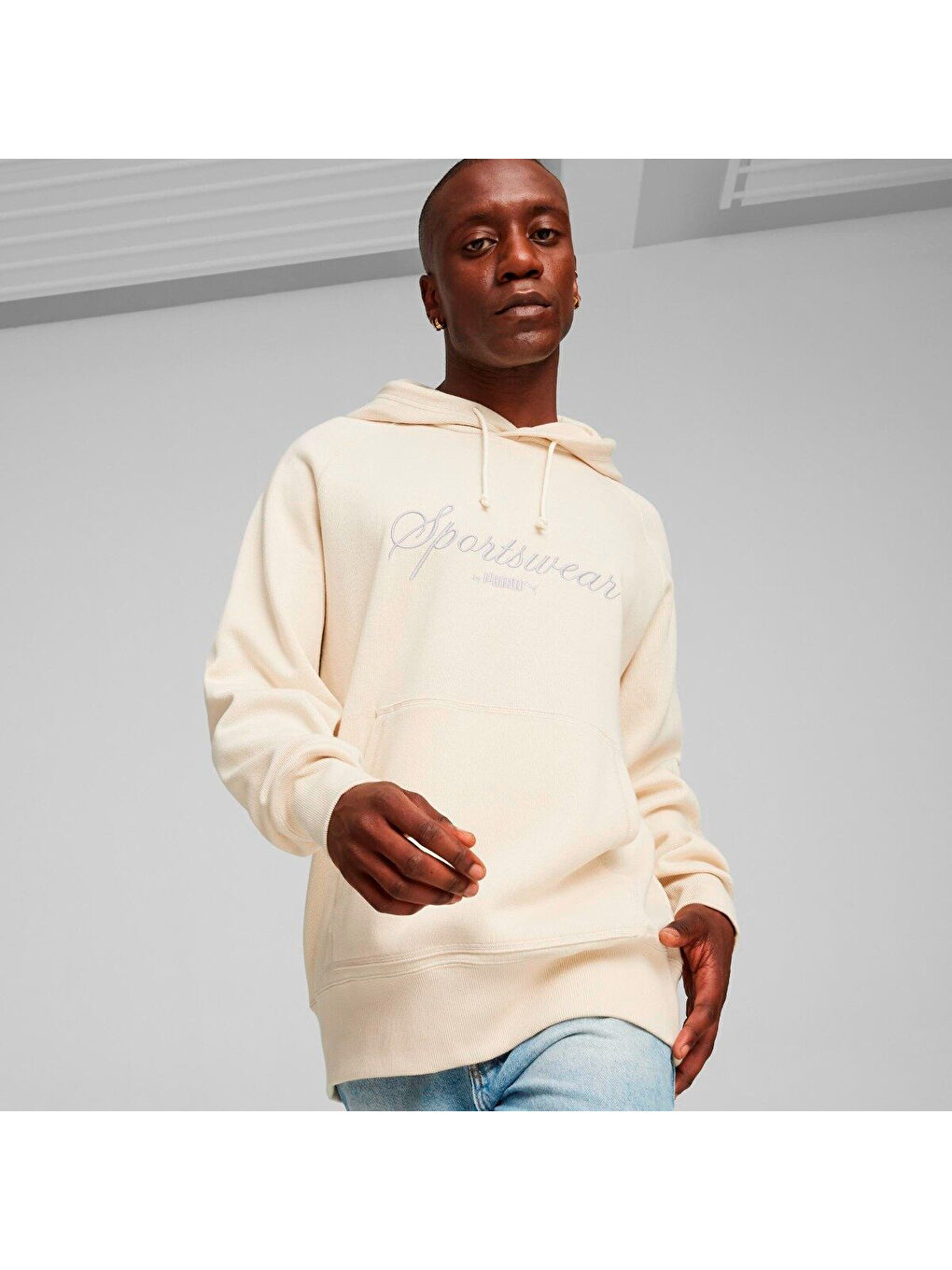 Classics Erkek Ekru Kapüşonlu Sweatshirt-3