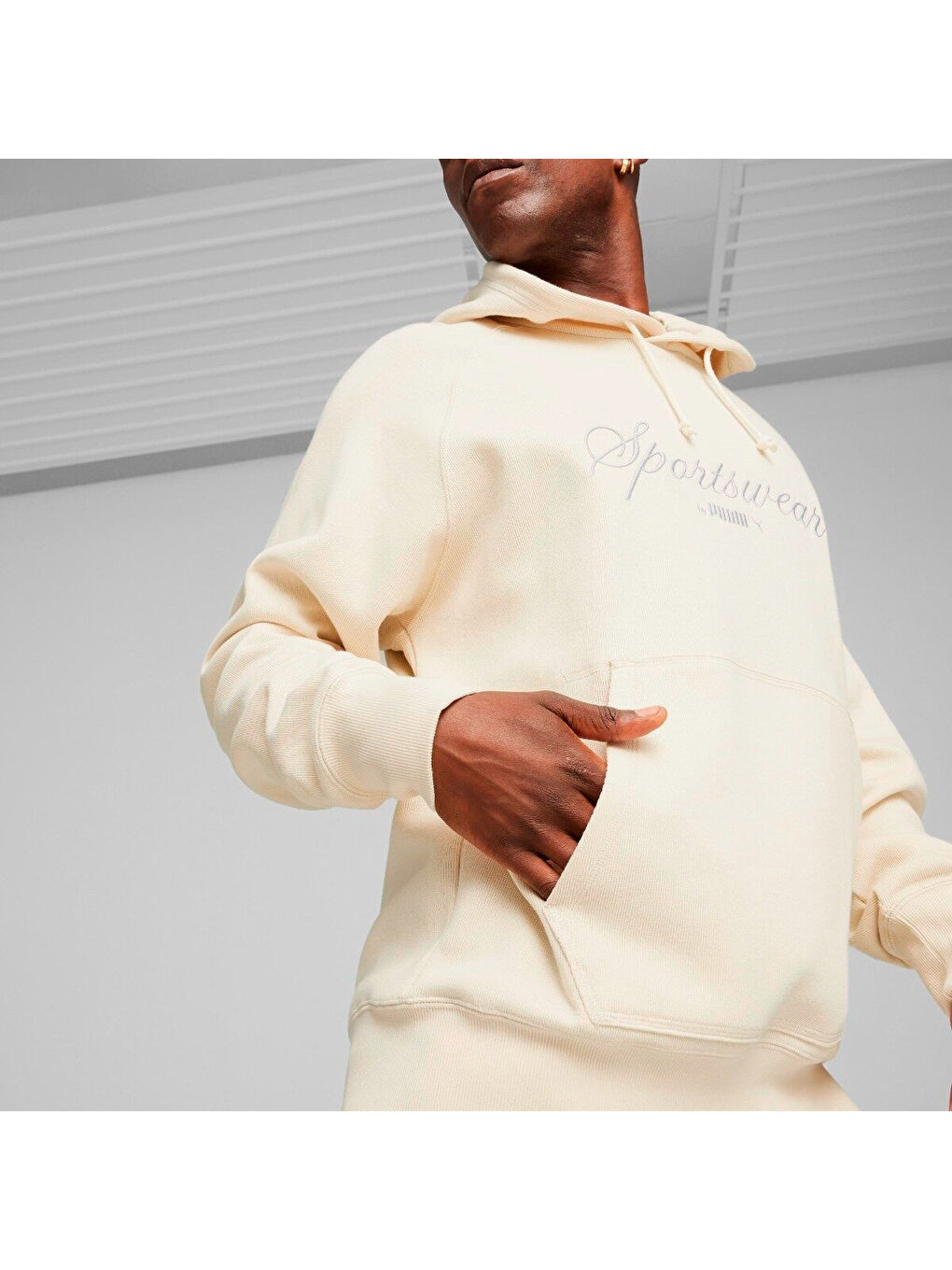 Classics Erkek Ekru Kapüşonlu Sweatshirt-4