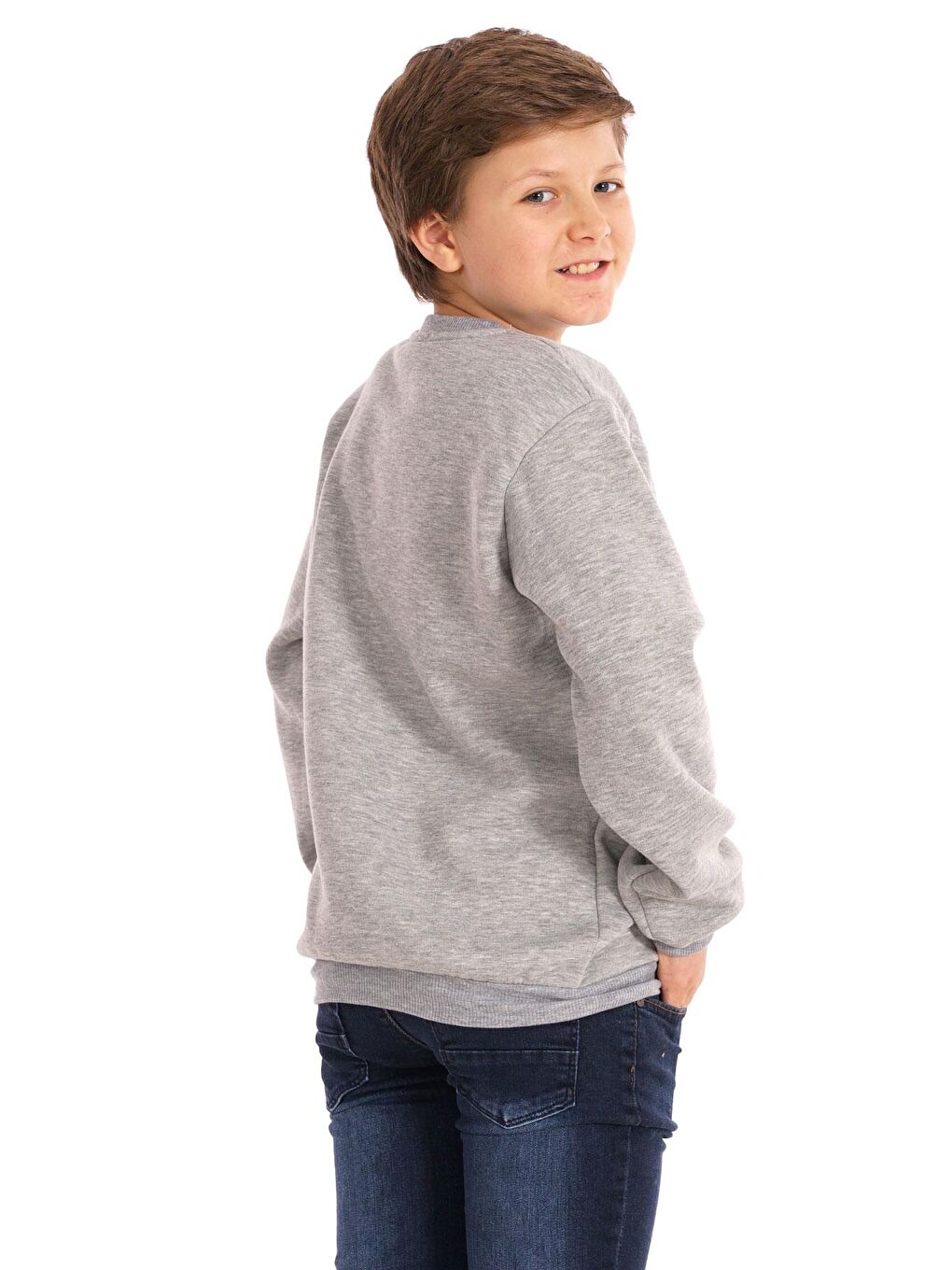 Ayıcık Baskılı Gri Renk Erkek Çocuk Sweat-4