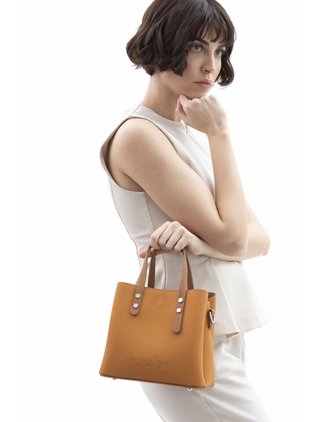 Kahverengi Kadin Kol Çantasi Hardal-Camel BNT1589-2