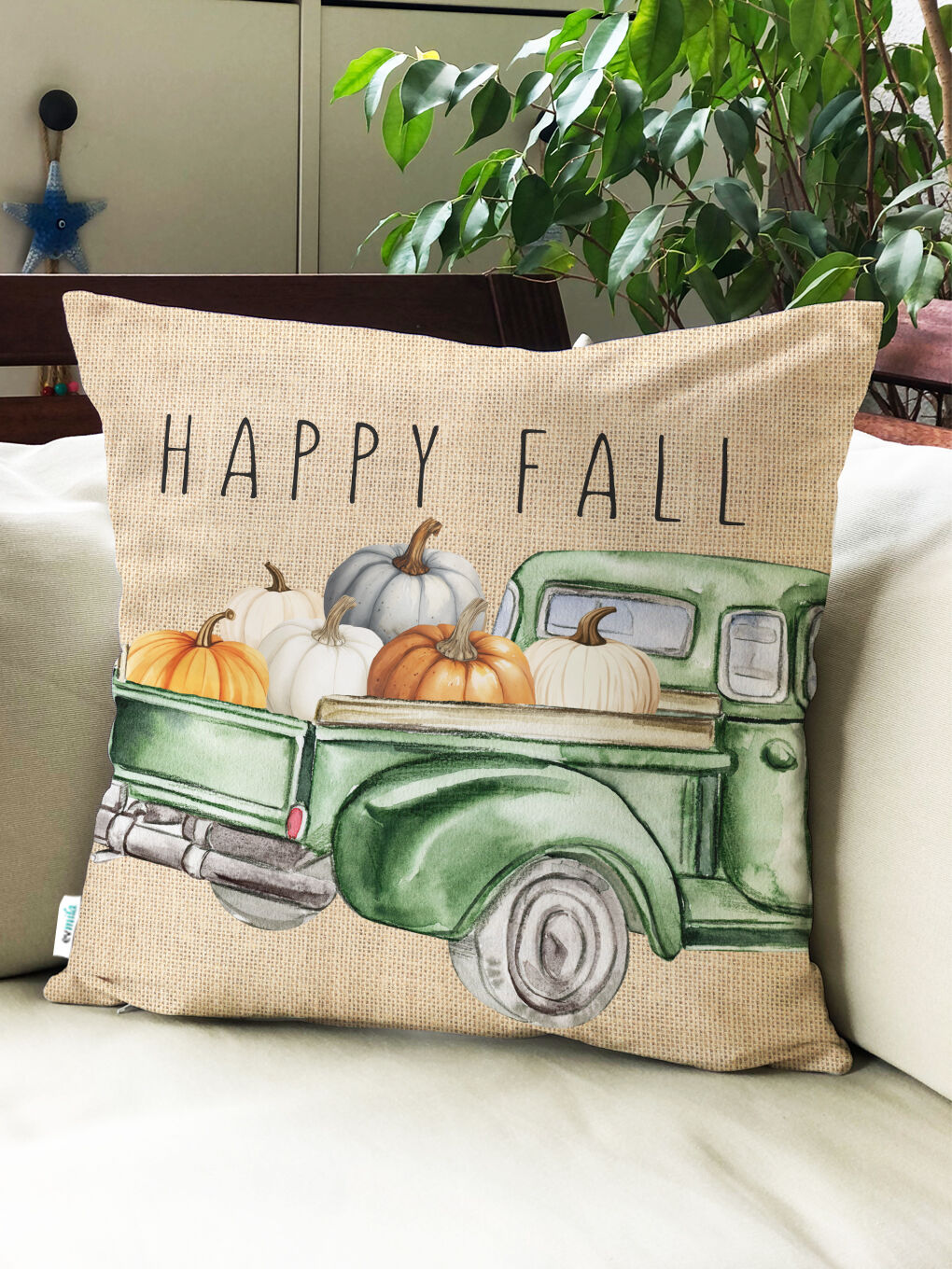 Karışık Sonbahar Desenli Kırlent Kılıfı