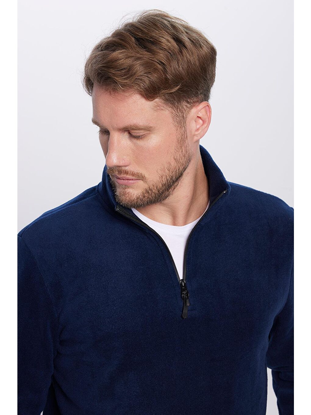 Karışık Unisex 3'Lü Paket Lacivert-Gri-Siyah Standart Fit Tüylenme Yapmayan Soğuk Geçirmez Polar Sweatshirt-1