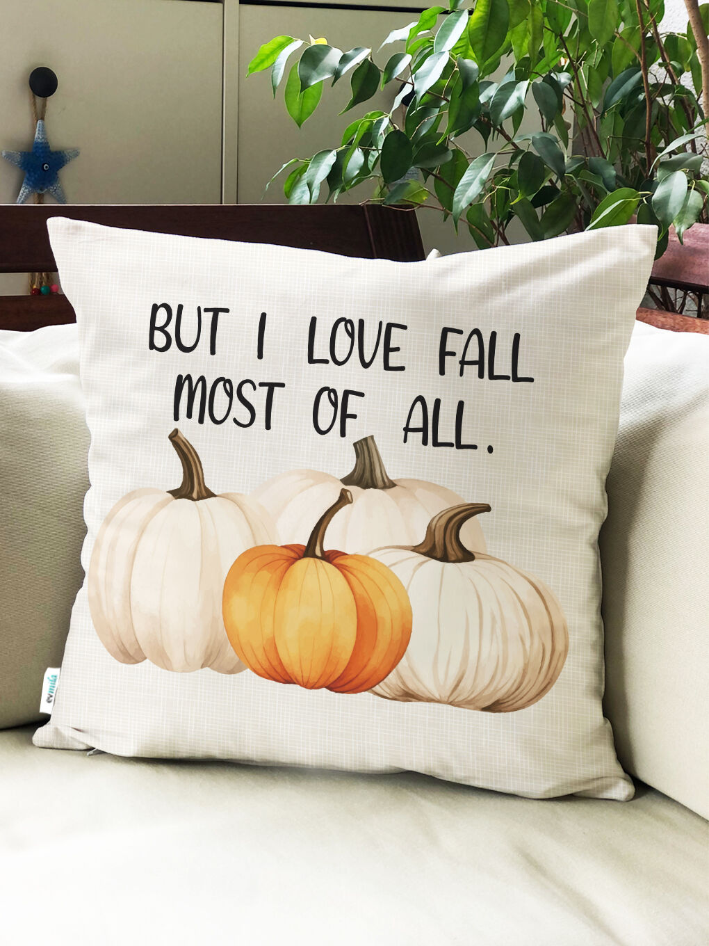 Karışık Sonbahar Desenli Kırlent Kılıfı