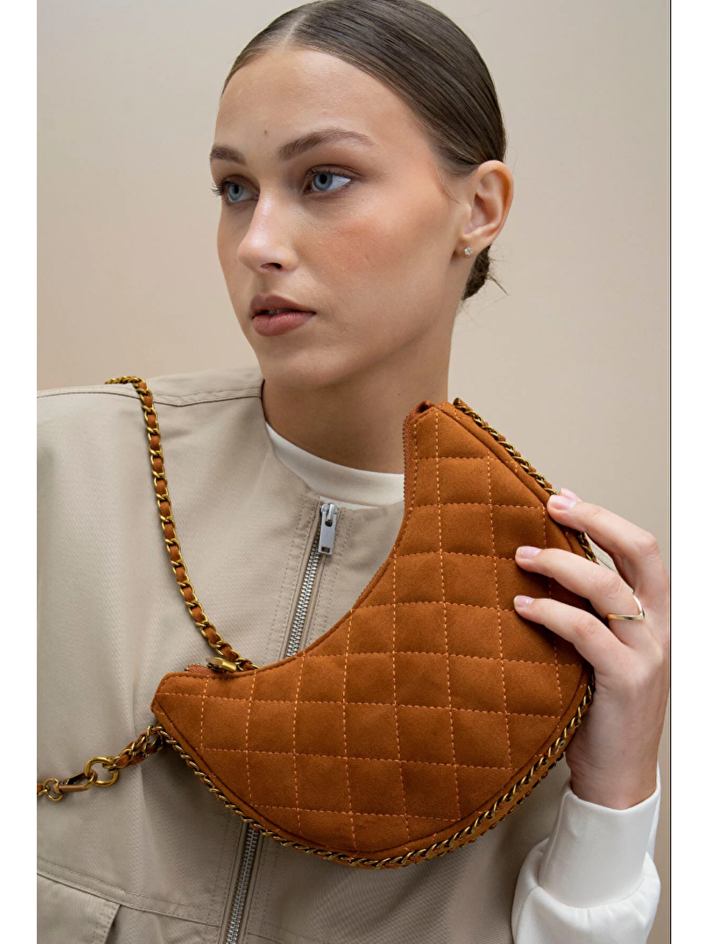 Kahverengi Zincirli Çapraz Askılı Kadın Çanta BYN1081-1