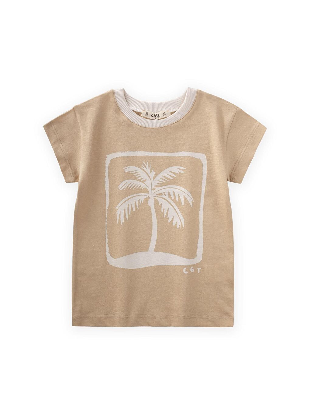 Turuncu Palmiye Baskılı T-Shırt 2-8 Yaş Kavun