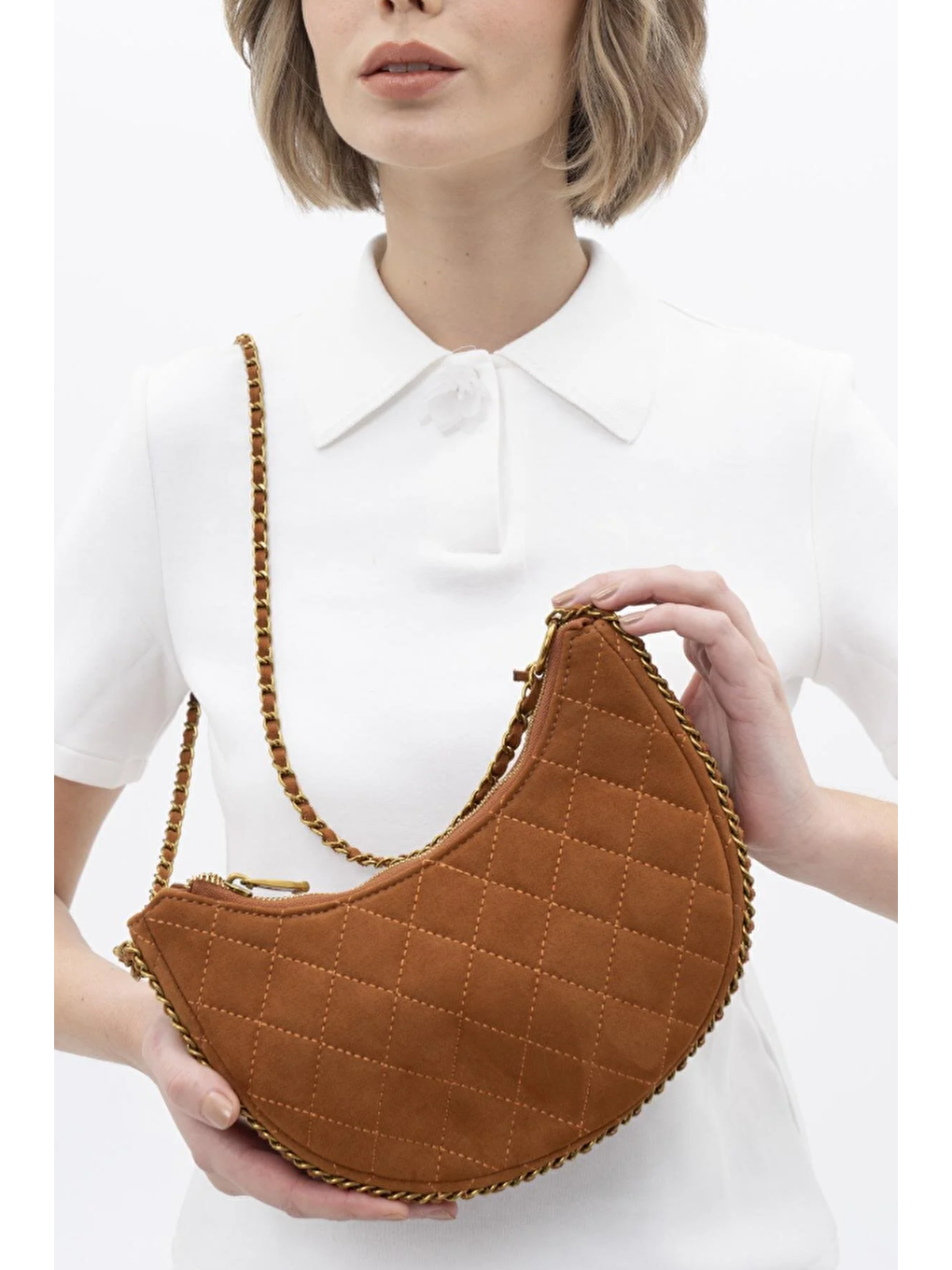 Kahverengi Zincirli Çapraz Askılı Kadın Çanta BYN1081-2