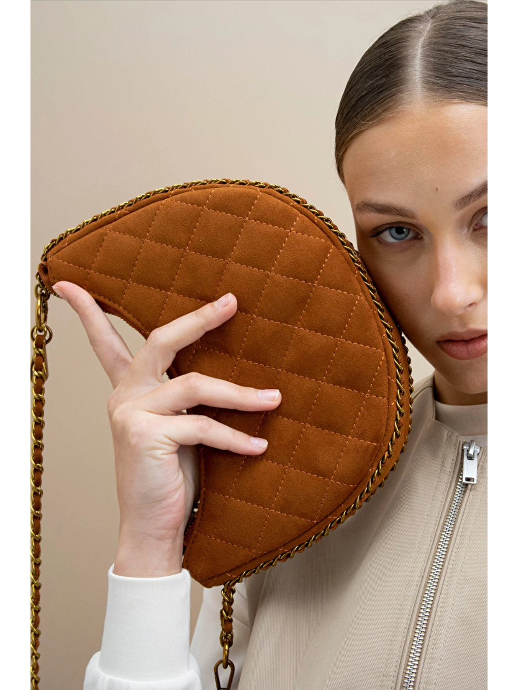 Kahverengi Zincirli Çapraz Askılı Kadın Çanta BYN1081-3