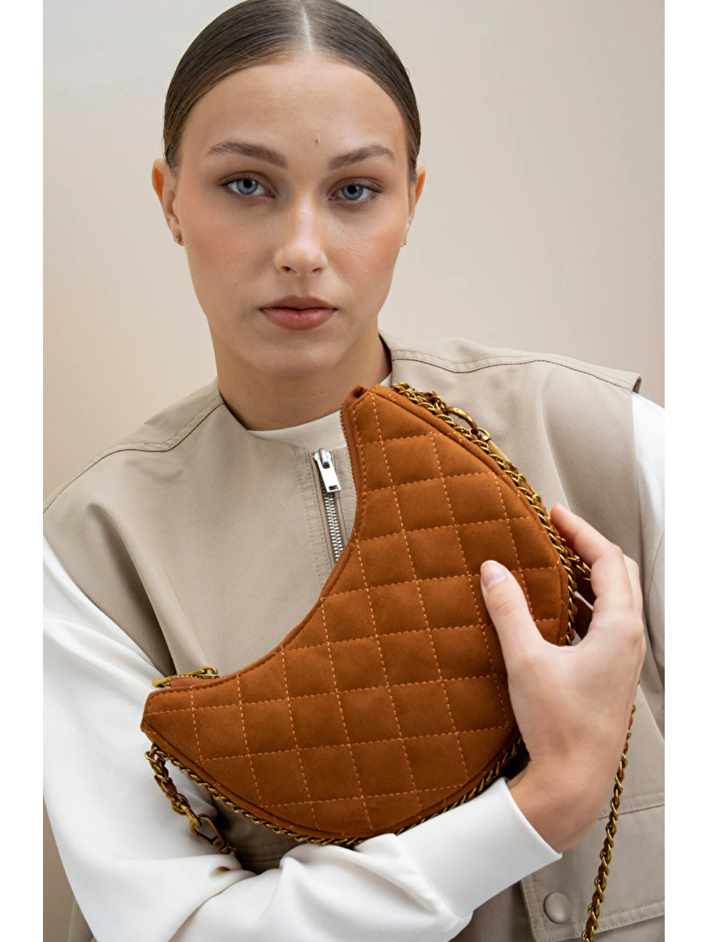 Kahverengi Zincirli Çapraz Askılı Kadın Çanta BYN1081-4