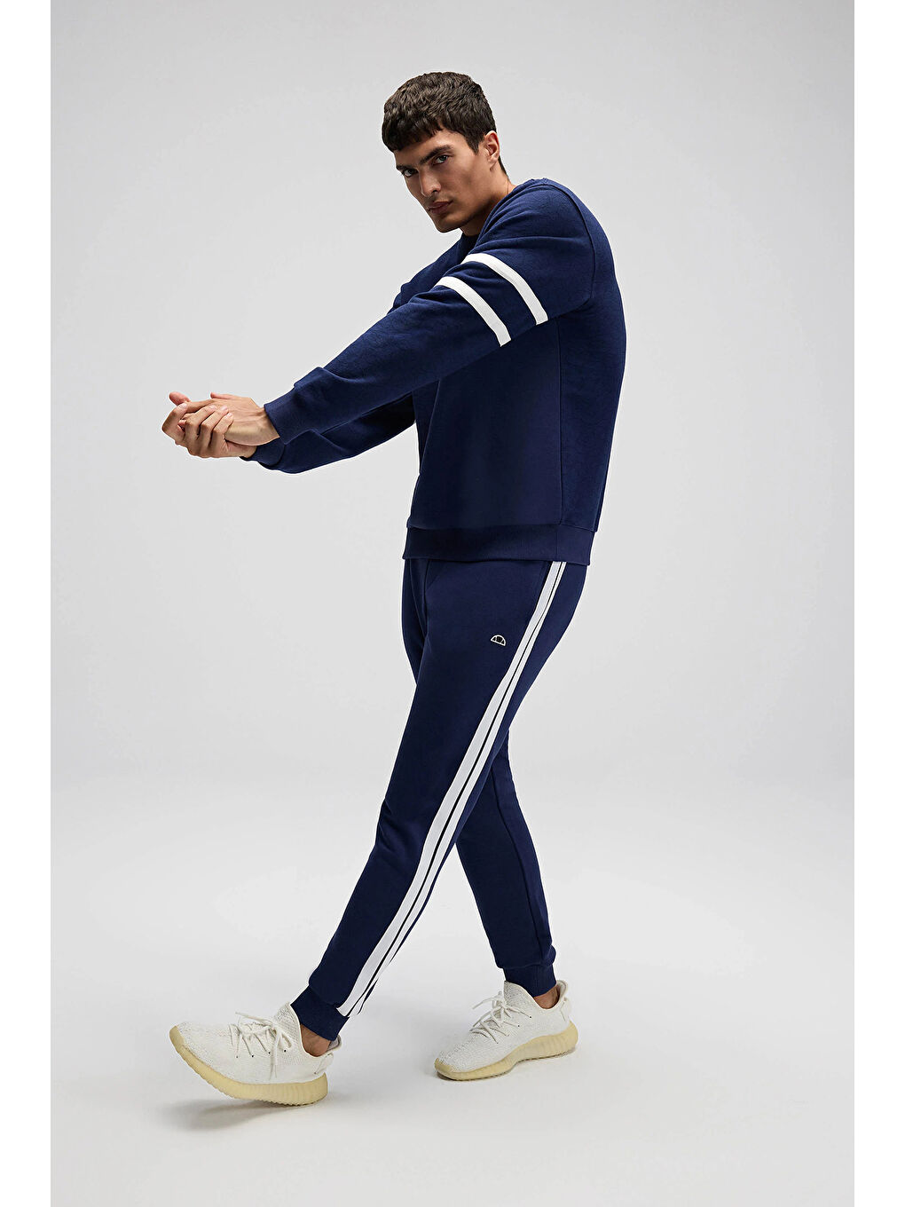 Lacivert Pamuklu Regular Fit Normal Bel Ribanalı Paça Jogger Eşofman Altı EM620-NV-1