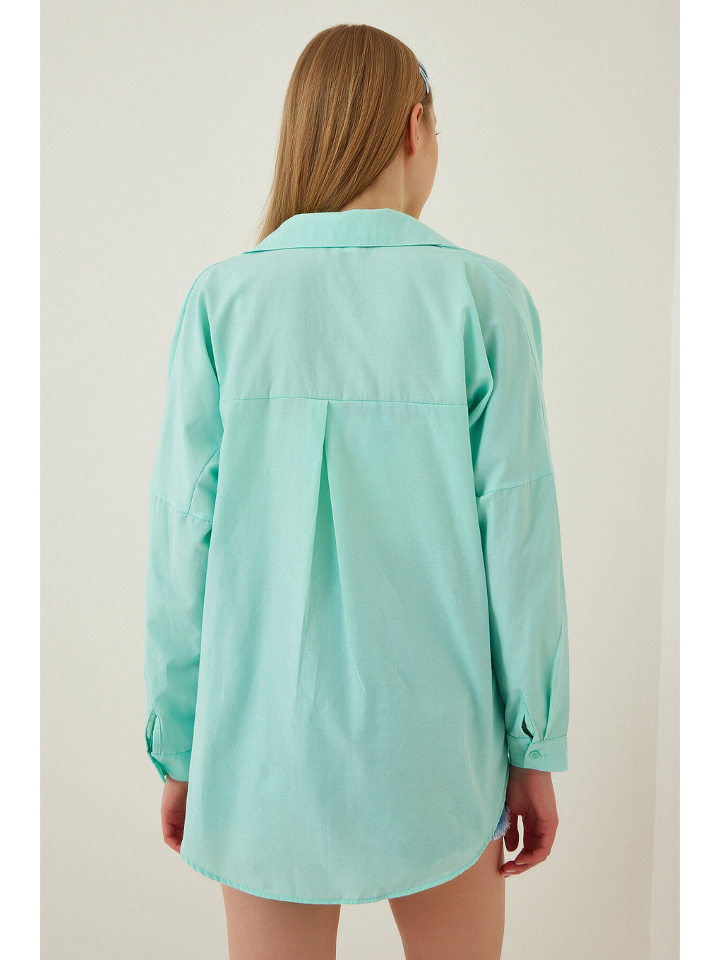 Oversize Basic Gömlek Mint Yeşili Ldd0003-2