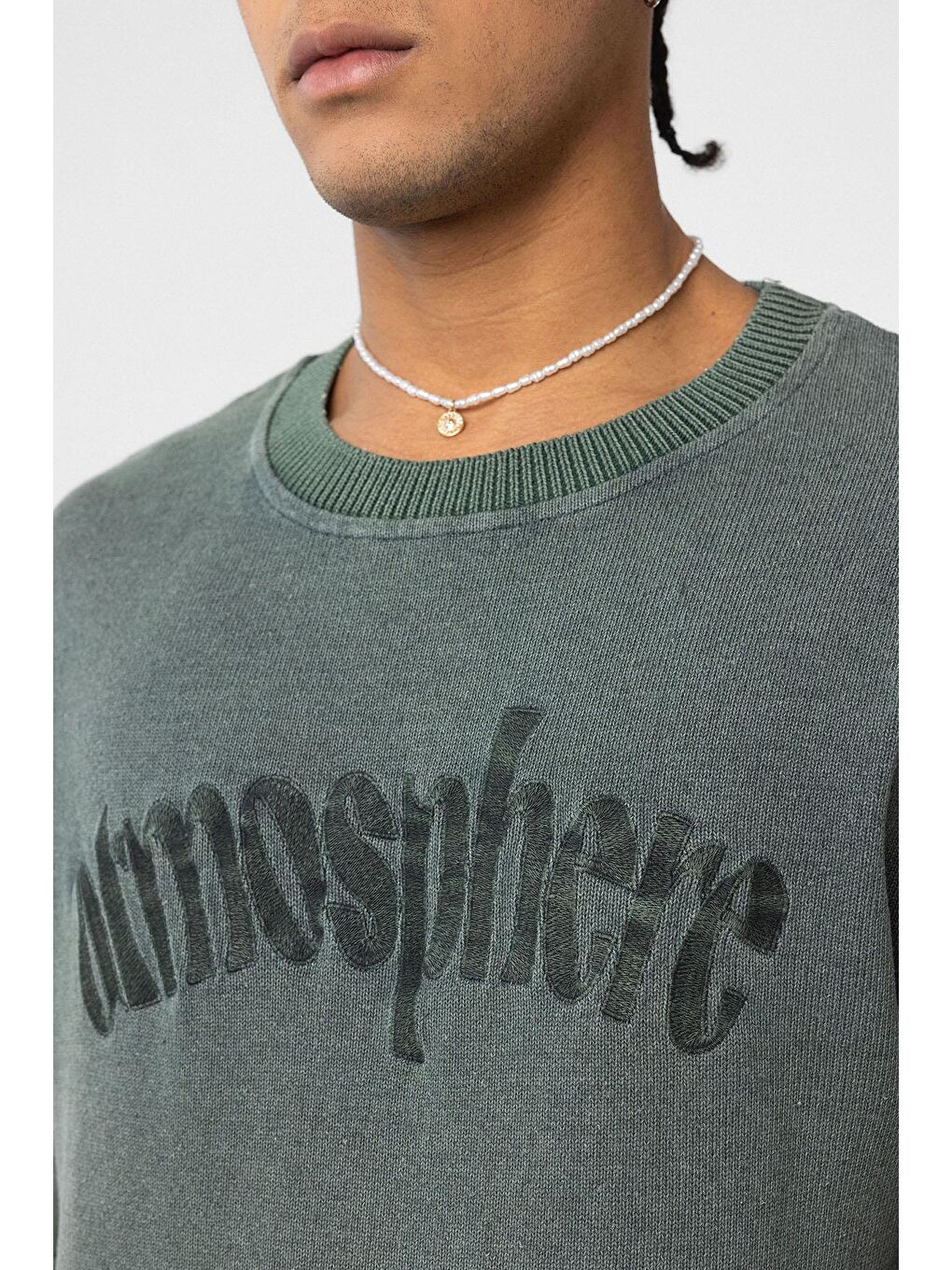 Yıkamalı Oversize Baskılı Tişört Yeşil-5