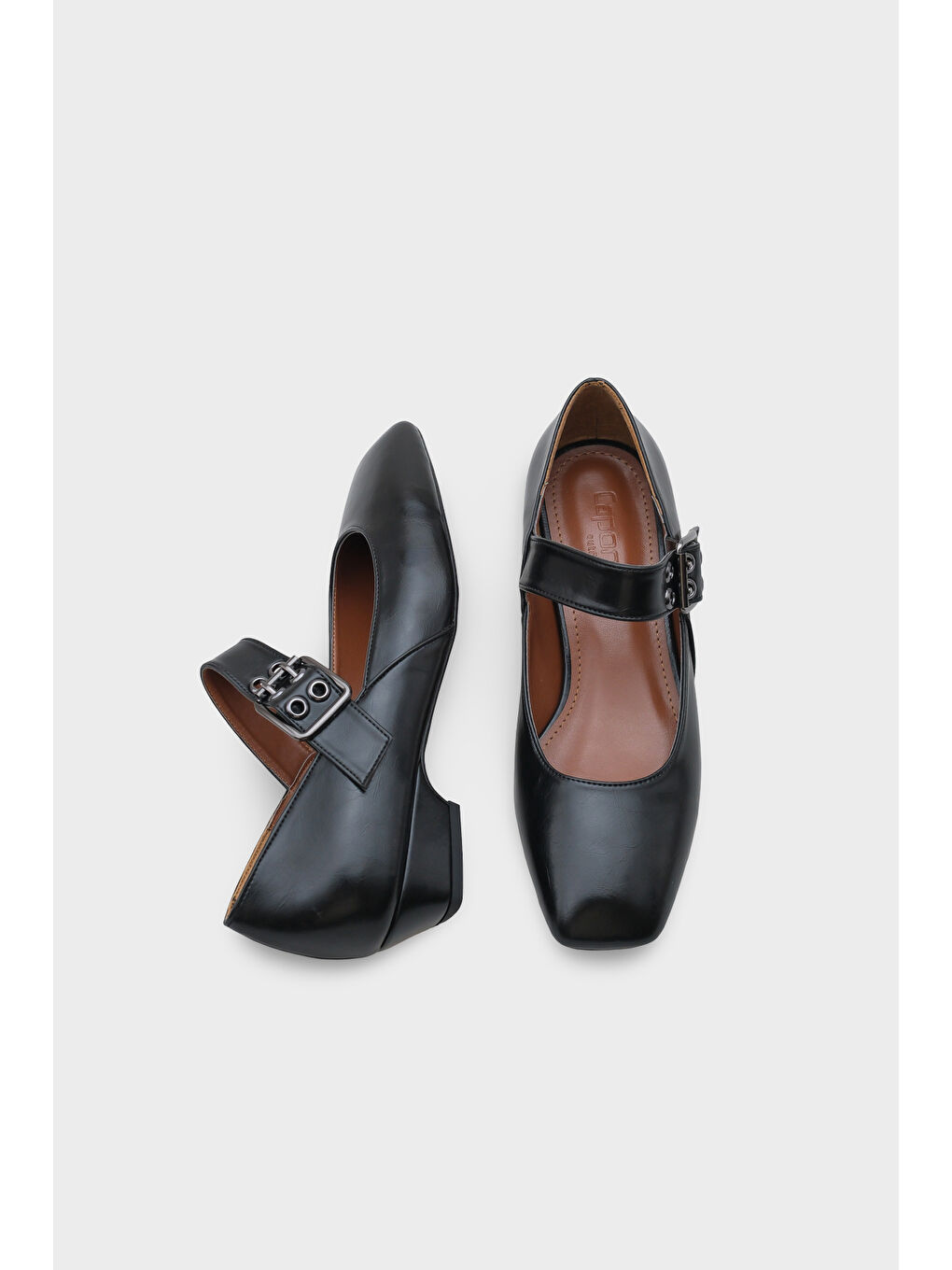 Siyah Darell Kısa Topuklu Küt Burunlu Bantlı Mary Jane Kadın Ayakkabı-4