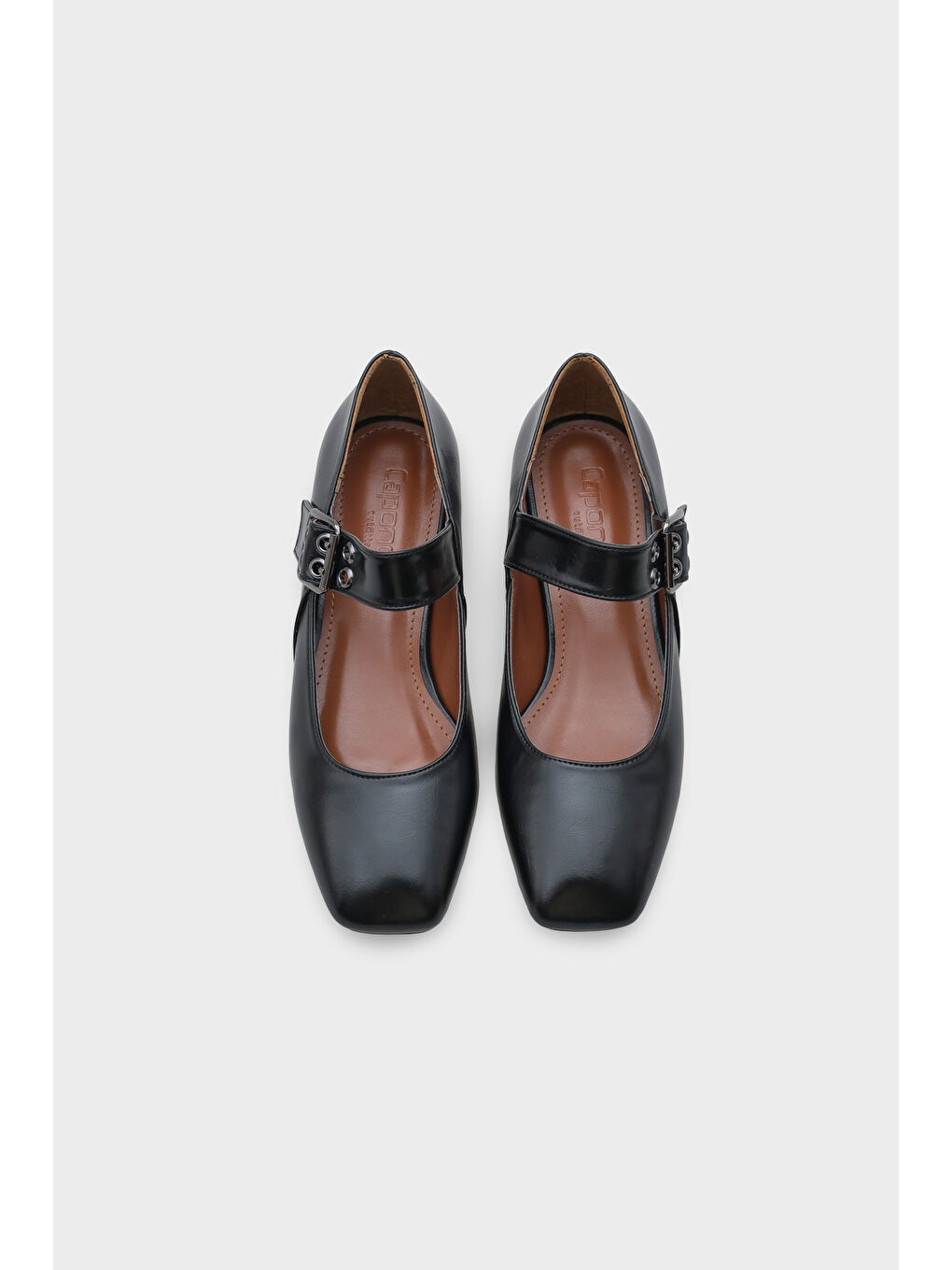 Siyah Darell Kısa Topuklu Küt Burunlu Bantlı Mary Jane Kadın Ayakkabı-5