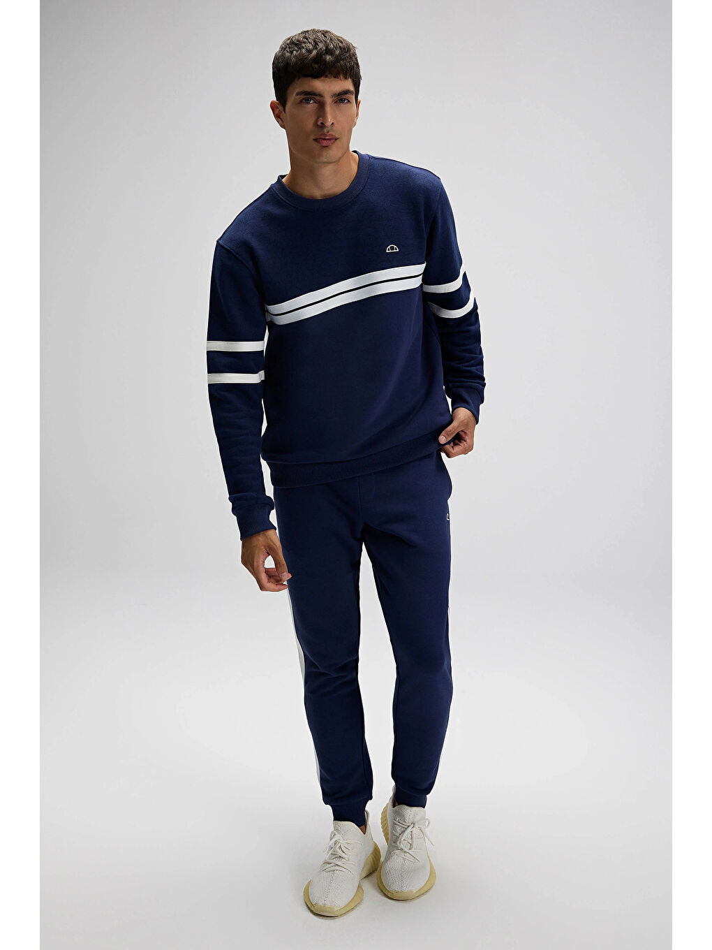 Lacivert Pamuklu Regular Fit Normal Bel Ribanalı Paça Jogger Eşofman Altı EM620-NV-3