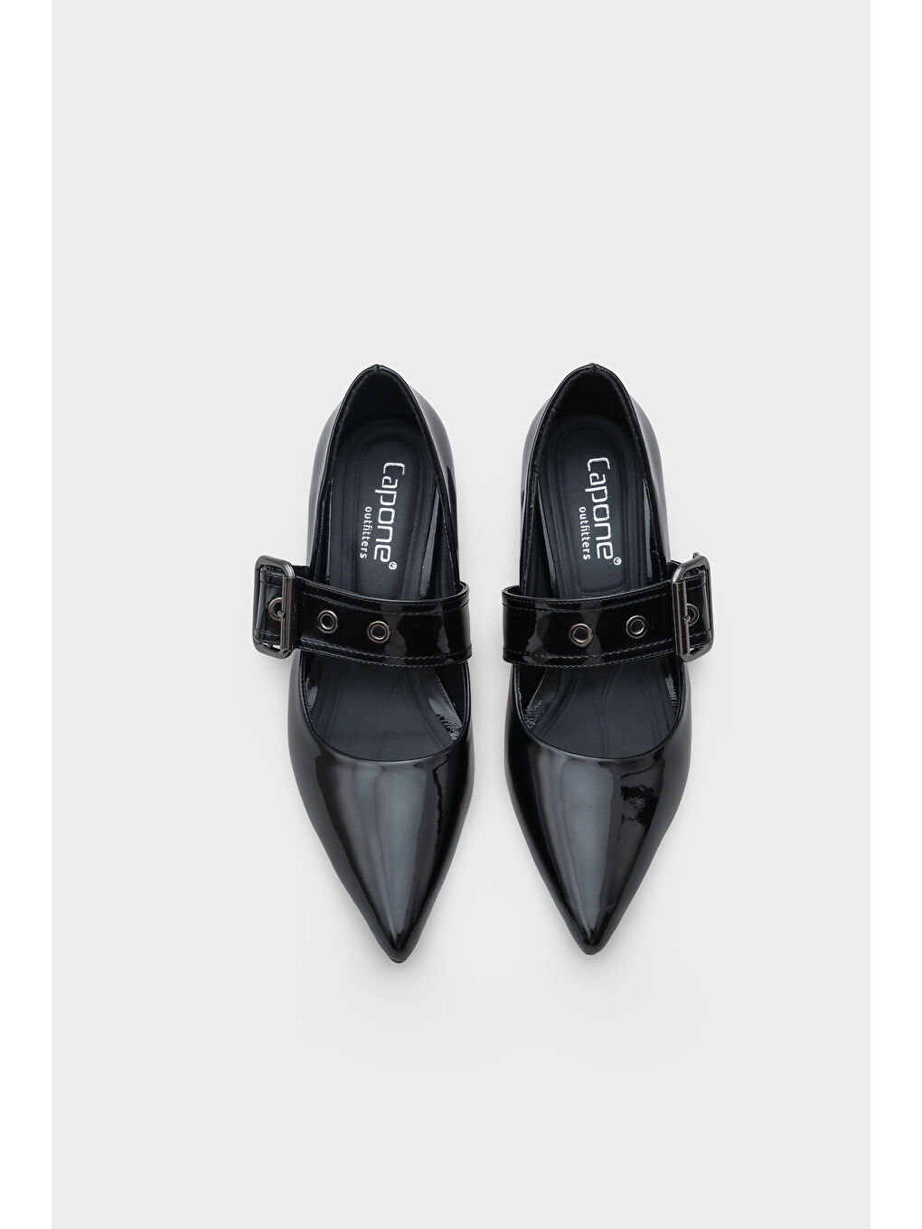 Siyah Catherin Sivri Burunlu Kalın Orta Topuklu Bantlı Kadın Ayakkabı-5