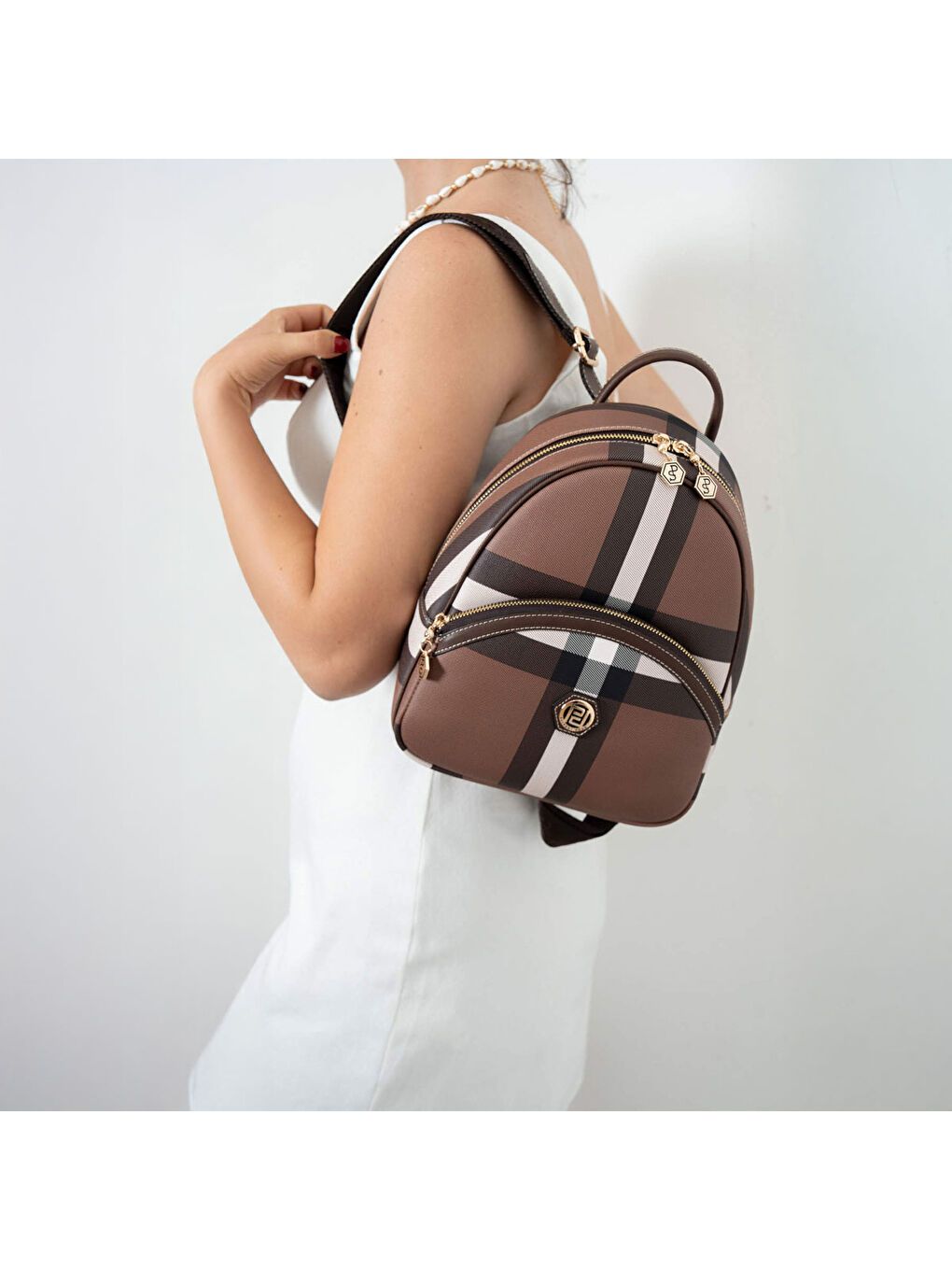 Kahverengi Kadın 945-47813 SILVER POLO SIRT ÇANTASI MK85 KOYU KAHVE-MAT KAHVE