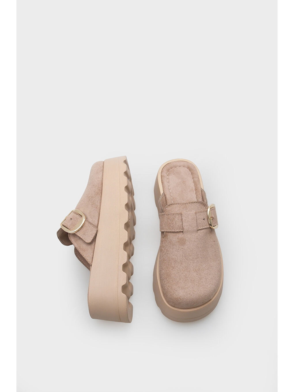 Bej Minette Kürklü Süet Görünümlü Kadın Sabo-5