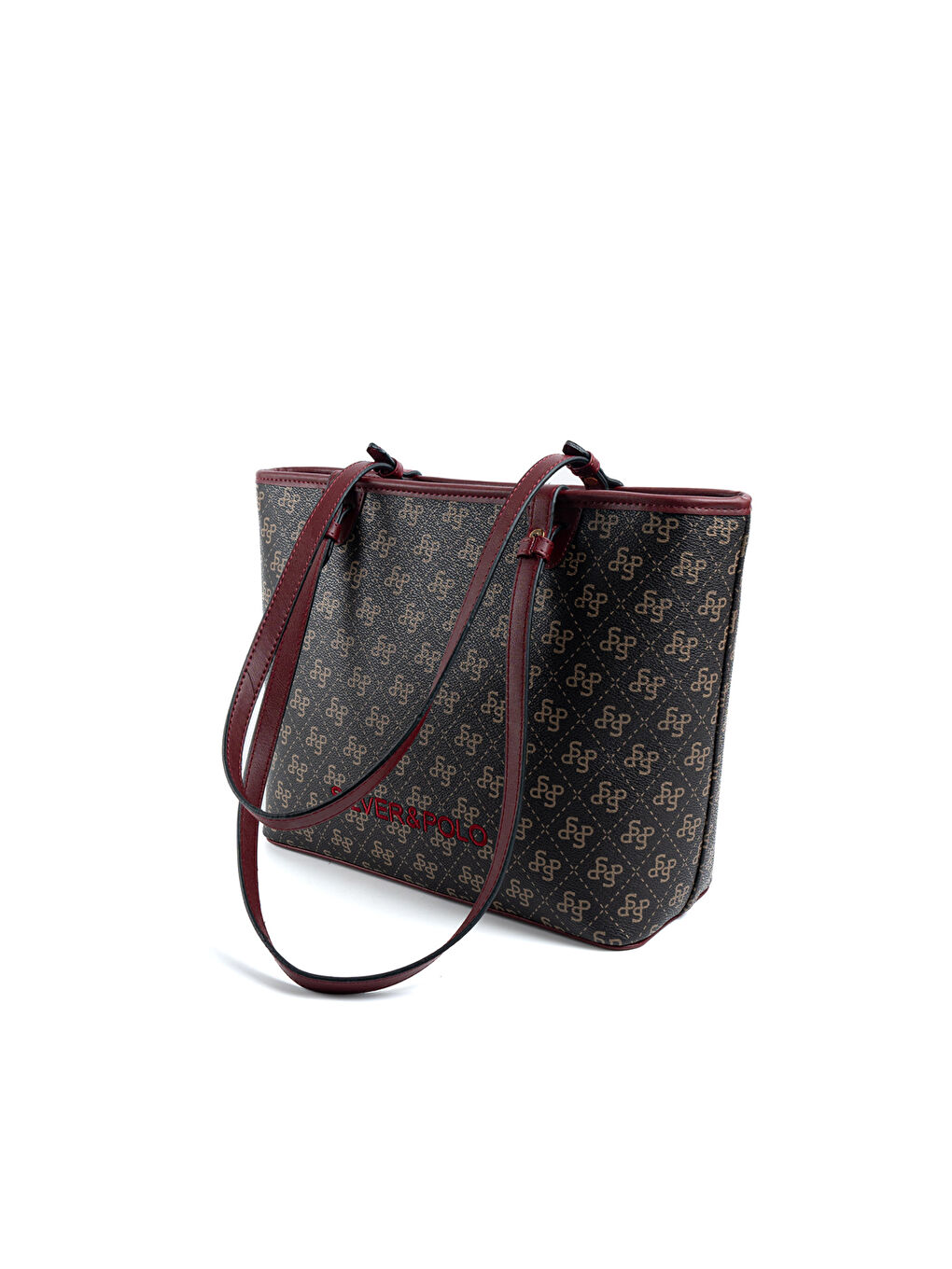 Kahverengi Kadın Omuz Çantası 1204-48217 SILVER POLO BAYAN ÇANTASI M178 KAHVE SARI-MAT BORDO-4