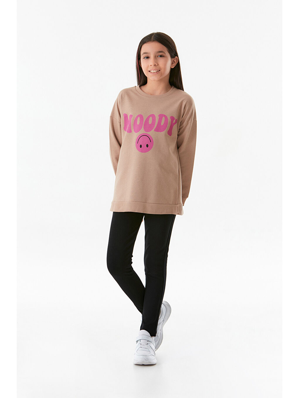 Fullamoda Vizon Yazı Baskılı Bisiklet Yaka Kız Çocuk Sweatshirt - 3