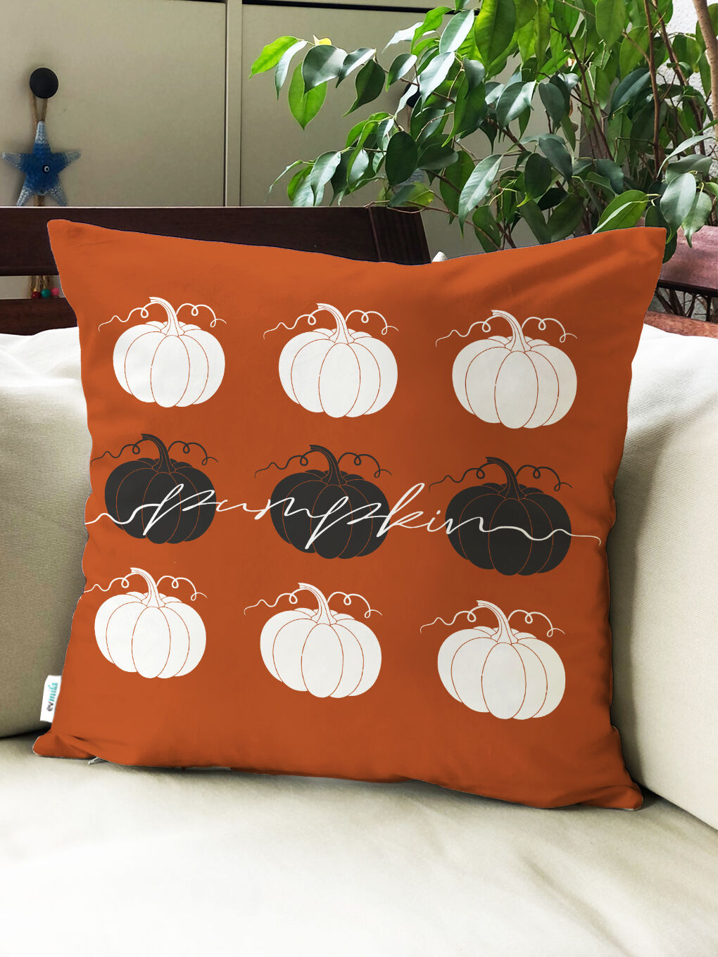 Karışık Sonbahar Desenli Kırlent Kılıfı