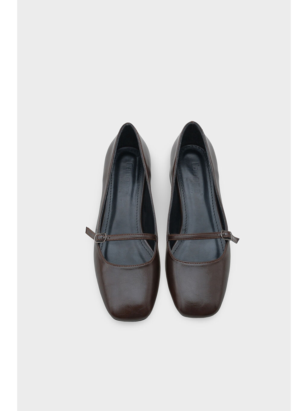 Kahverengi Elyn Kısa Topuklu Küt Burunlu Bantlı Mary Jane Kadın Ayakkabı-2