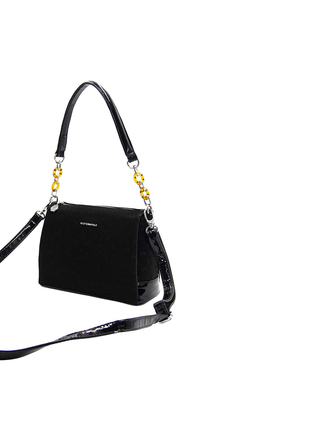 Siyah Kadın Çapraz Çanta 910-39506 SILVER POLO ÇAPRAZ BAYAN ÇANTASI M158 SİYAH-RUGAN SİYAH-5