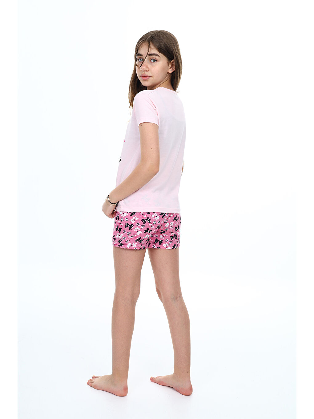 EFTELYA Pembe Kız Çocuk Şortlu-Peri Baskılı Pijama Takımı - 3