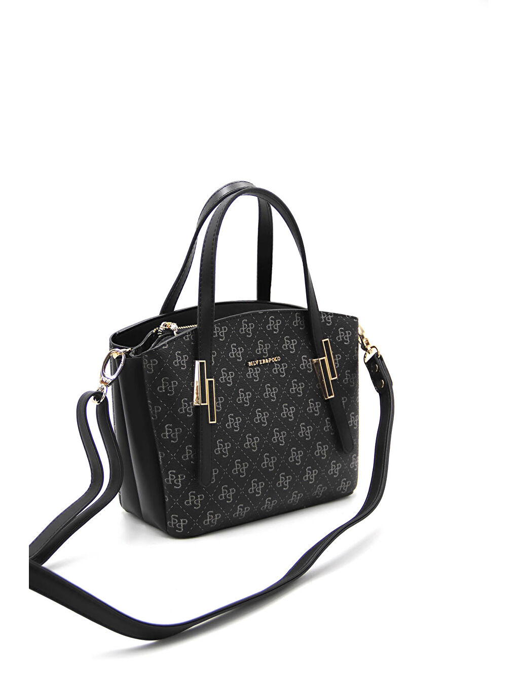 Kadın Omuz Çantası 1021-42911 M178 Siyah Platin -Mat Siyah-4