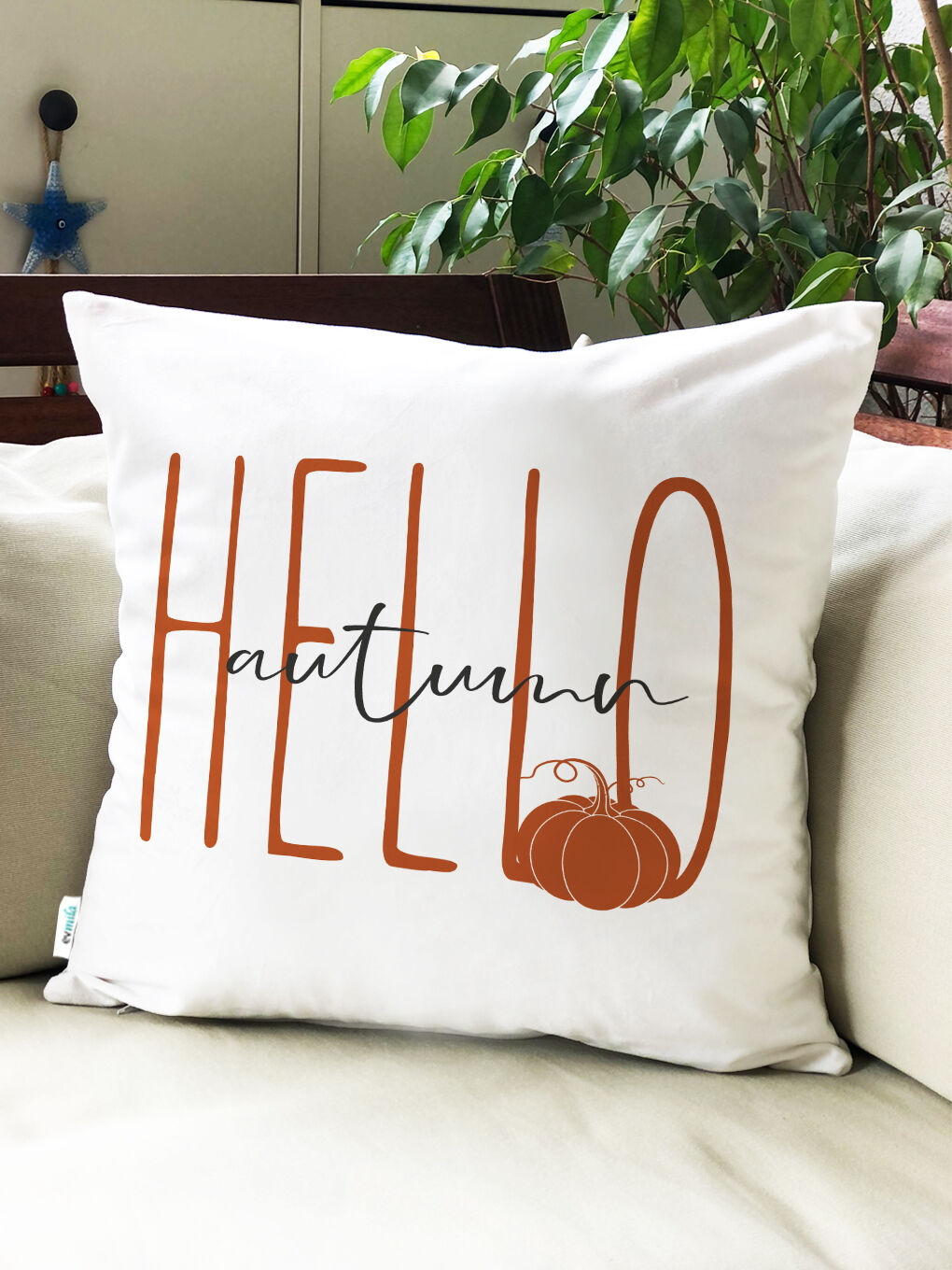 Karışık Sonbahar Desenli Kırlent Kılıfı