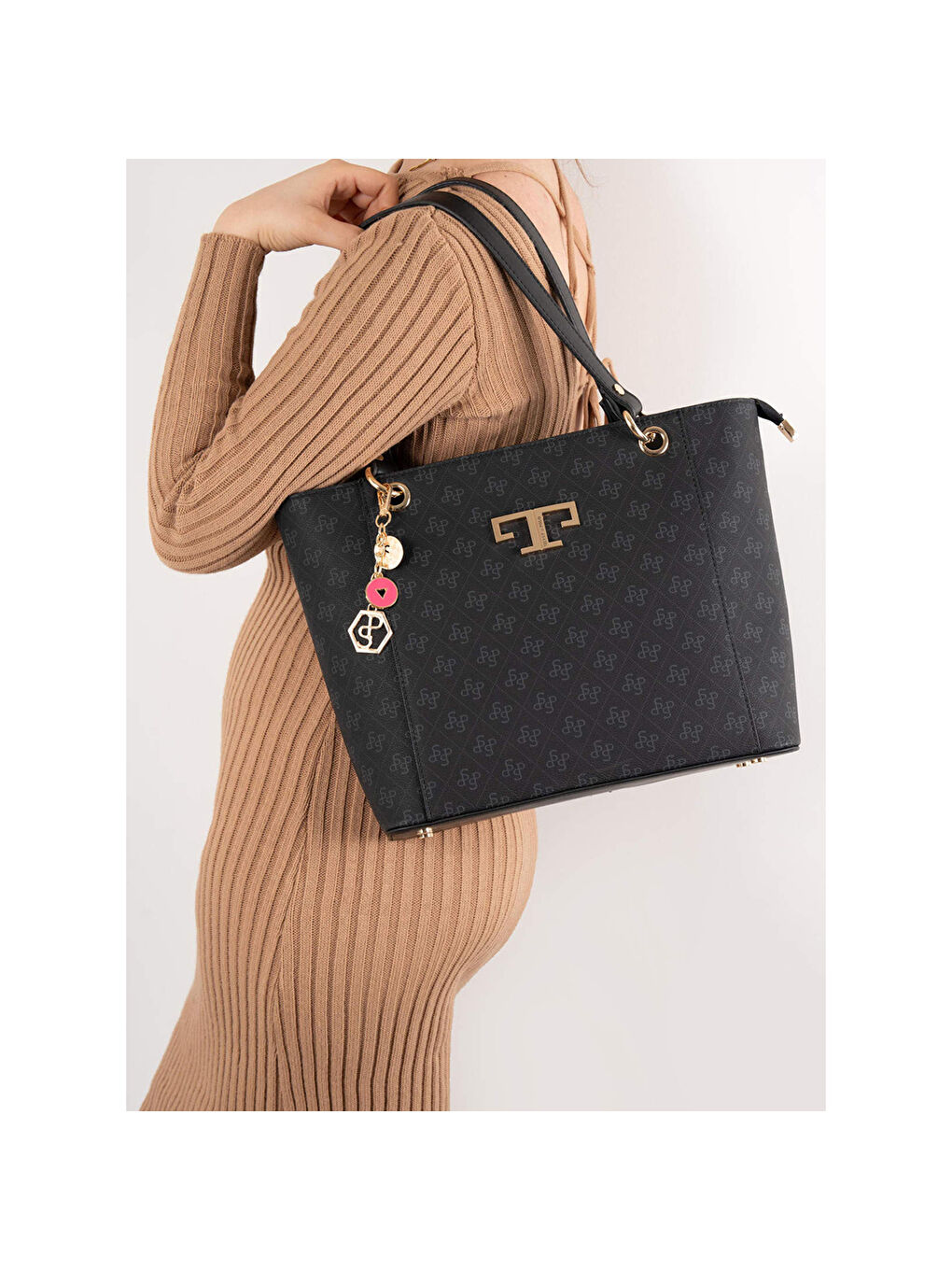 Siyah Kadın Omuz Çantası 1176-46280 SILVER POLO BAYAN ÇANTASI M178 SİYAH-MAT SİYAH