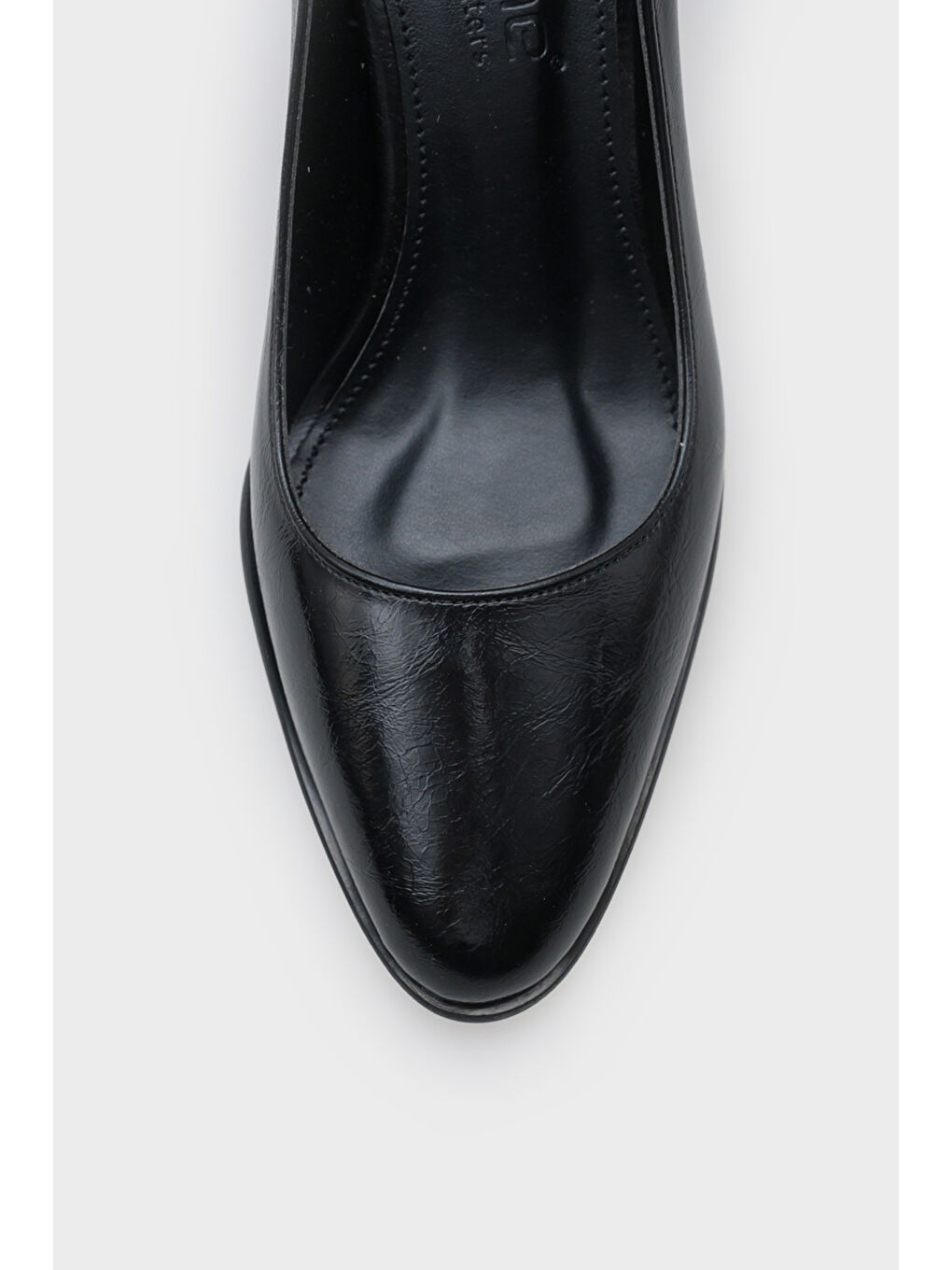 Siyah Penni Yuvarlak Burunlu Orta Topuklu Günlük Kadın Topuklu Ayakkabı-2
