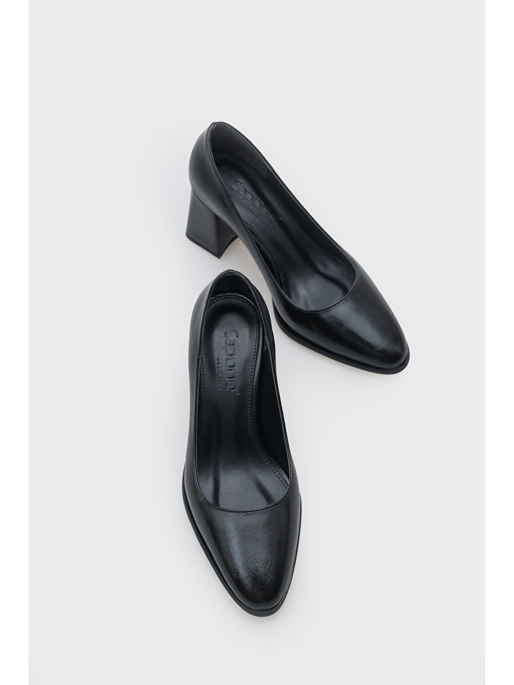 Siyah Penni Yuvarlak Burunlu Orta Topuklu Günlük Kadın Topuklu Ayakkabı-5