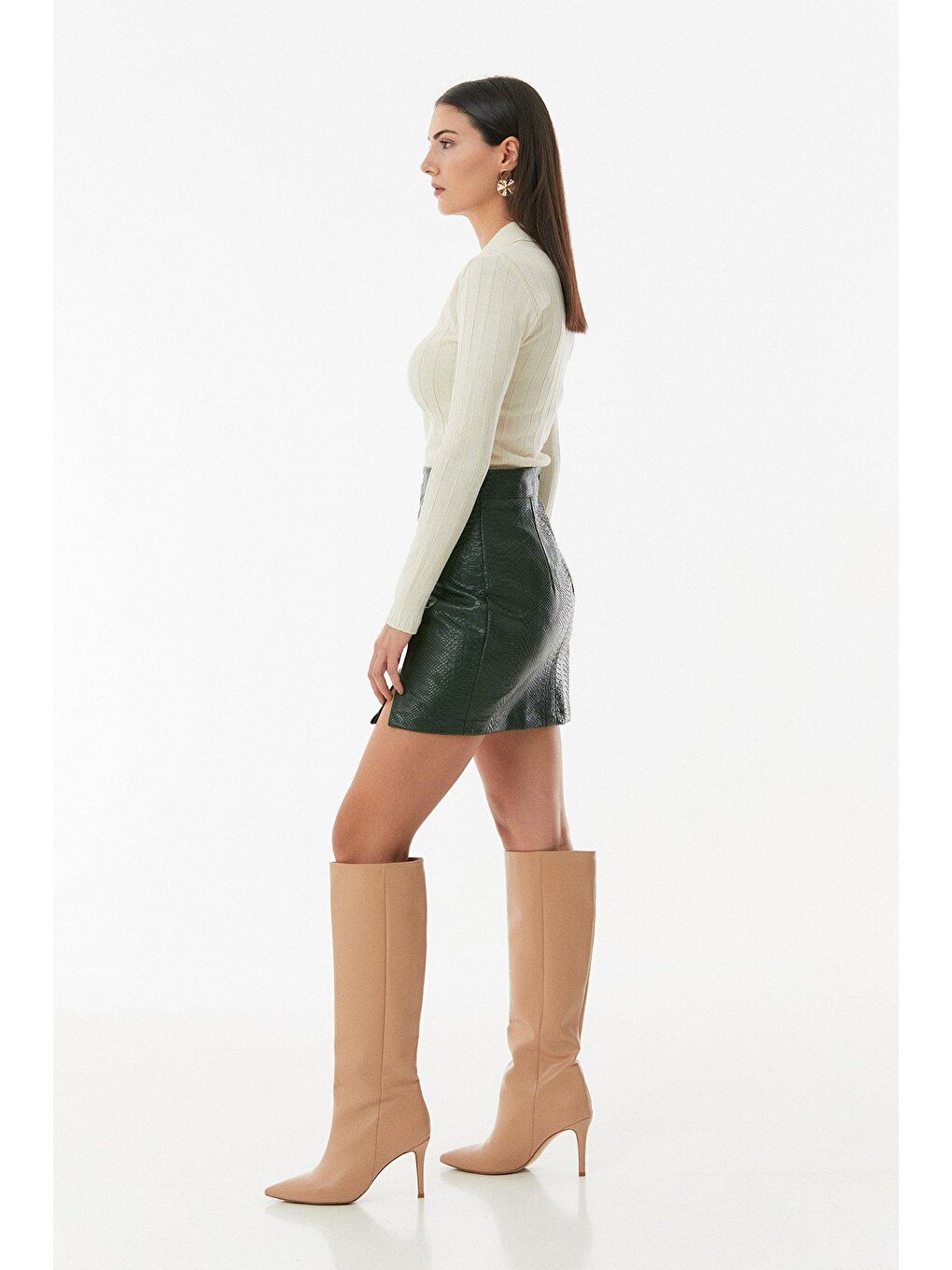 Bej Basic Polo Yaka Triko Kazak-4