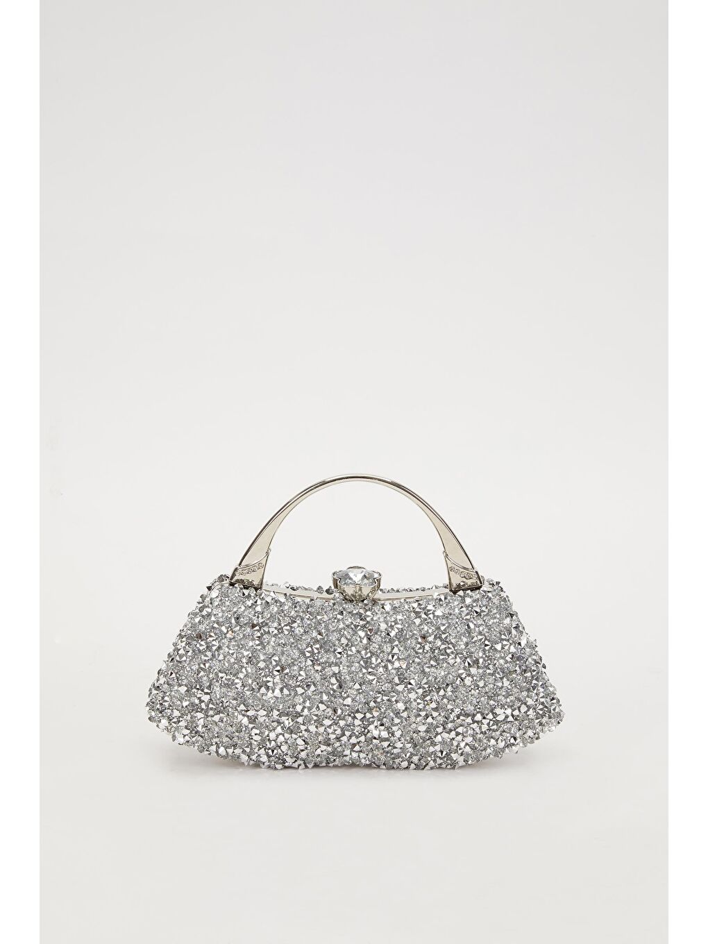 Gri Gümüş Taşlı Kadın El ve Abiye Çantası 93018