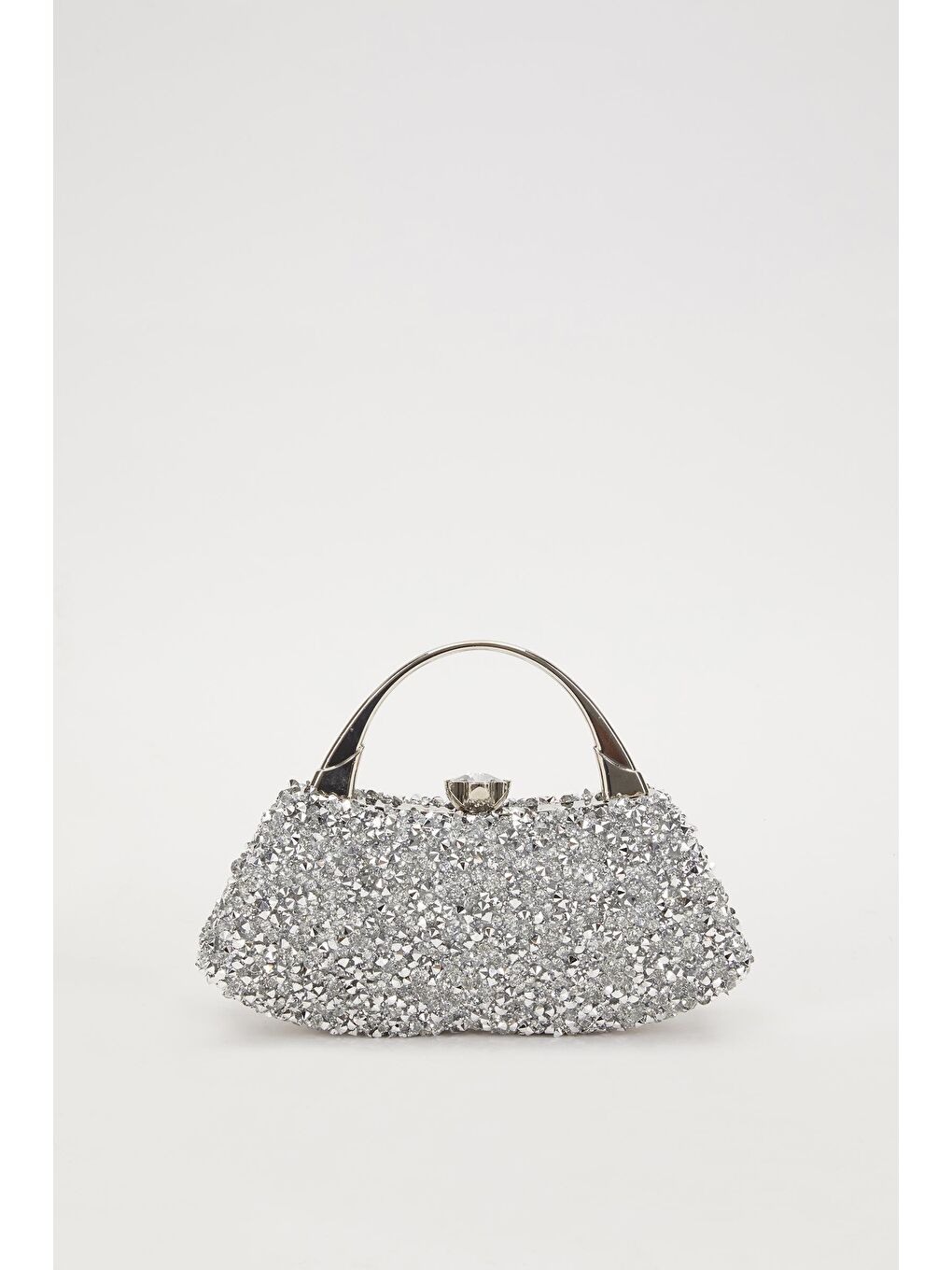 Gri Gümüş Taşlı Kadın El ve Abiye Çantası 93018-3