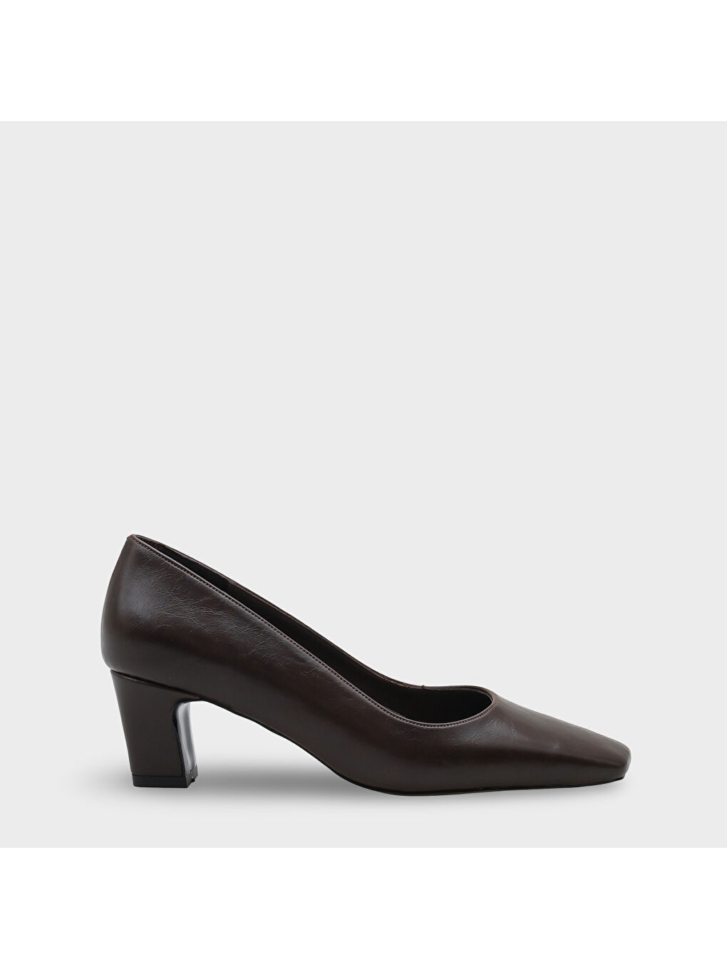 Kahverengi Janie Orta Boy Topuklu Küt Burunlu Hakiki Deri Astarlı Kadın Ayakkabı