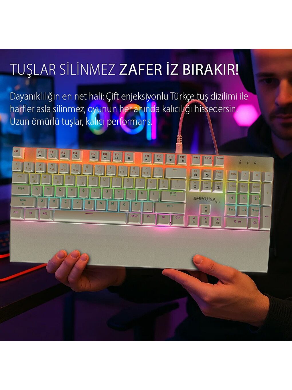 IKG-456 Mekanik Klavye | Blue Switch ARGB Led Full Anti-Ghosting Mıknatıslı Bilek Desteği-3