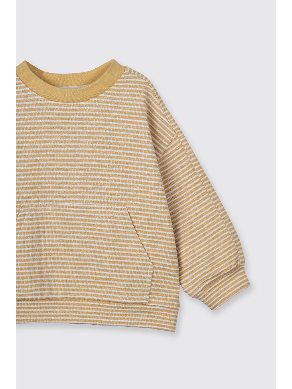 Sarı Erkek Bebek Çizgili Hardal Sweatshirt-2