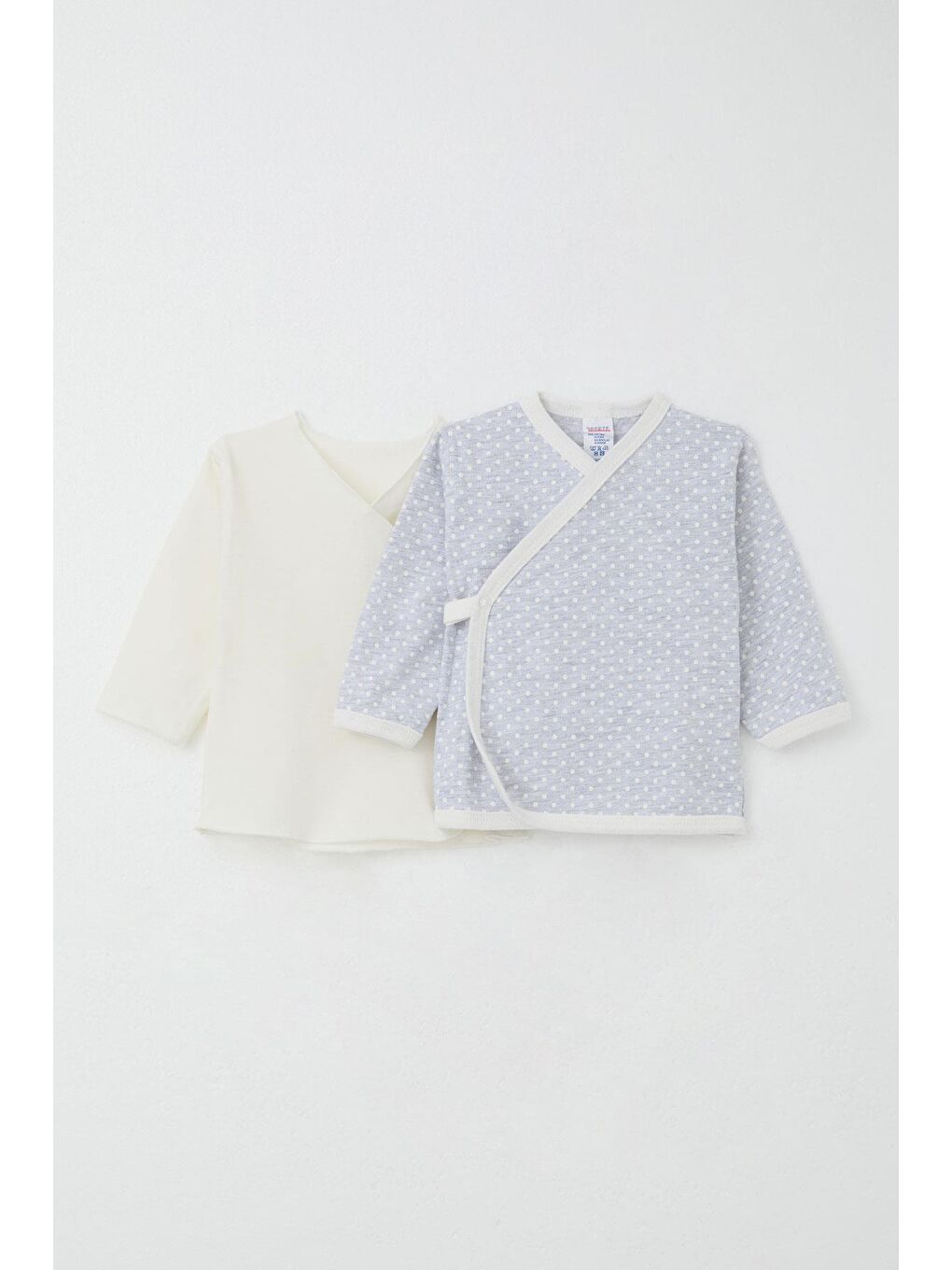 Yenidoğan Bebek İç Dış Çıtçıtlı 2 Li Zıbın Puantiye Desenli Açık Gri Melanj (0-3 Ay)