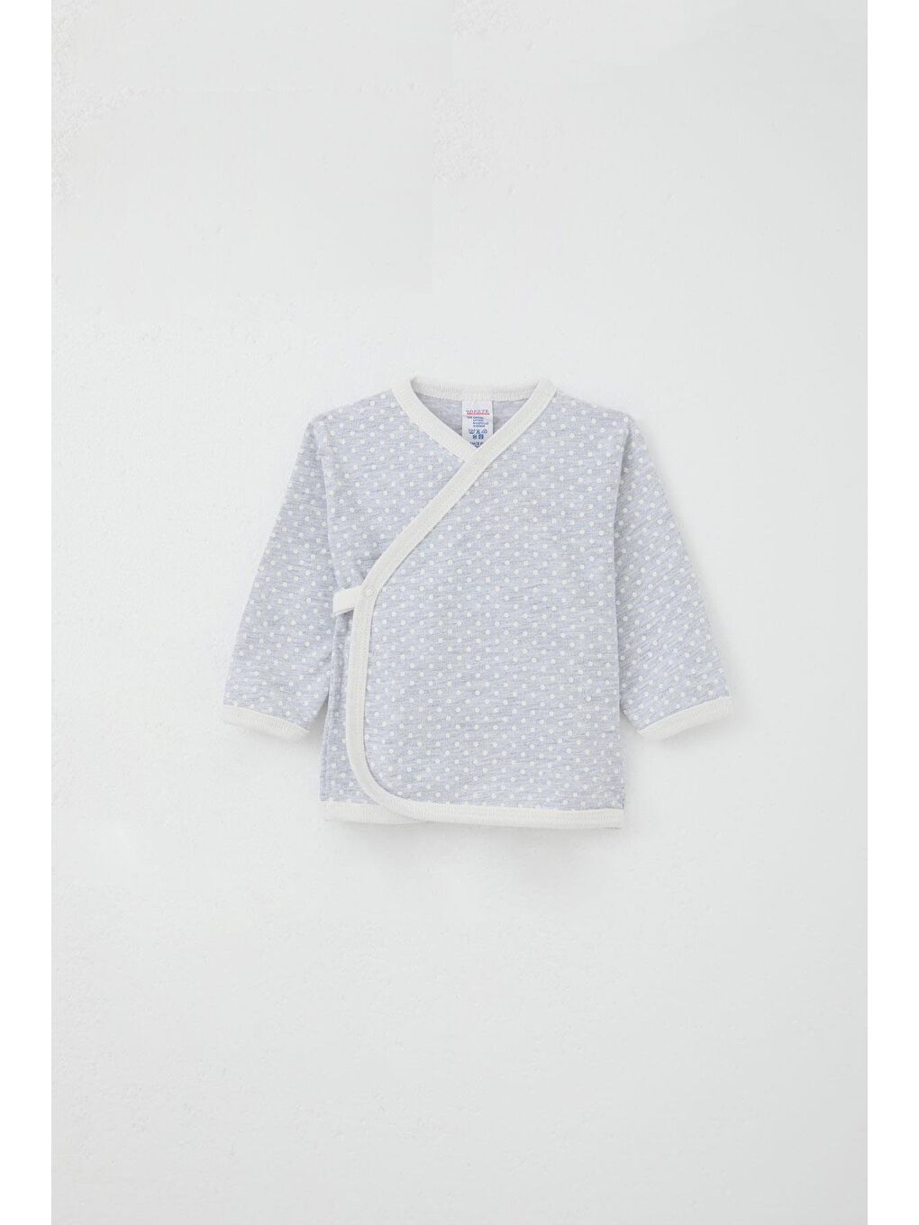 Yenidoğan Bebek İç Dış Çıtçıtlı 2 Li Zıbın Puantiye Desenli Açık Gri Melanj (0-3 Ay)-1