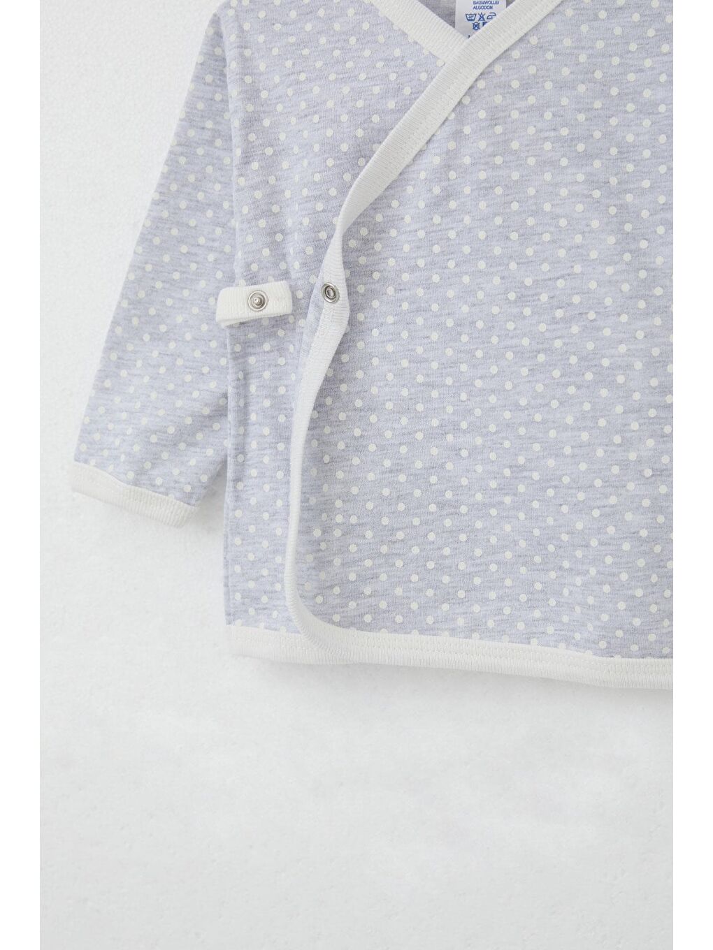 Yenidoğan Bebek İç Dış Çıtçıtlı 2 Li Zıbın Puantiye Desenli Açık Gri Melanj (0-3 Ay)-3