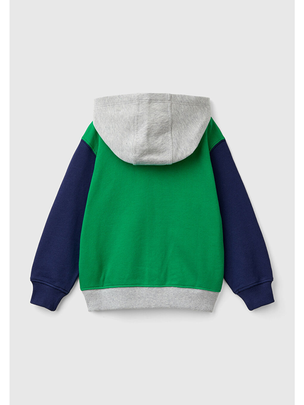 United Colors Of Benetton Erkek Çocuk Yeşil Mix Logo Baskılı Kanguru Cepli Fermuarlı Kapüşonlu Sweatshirt - 1