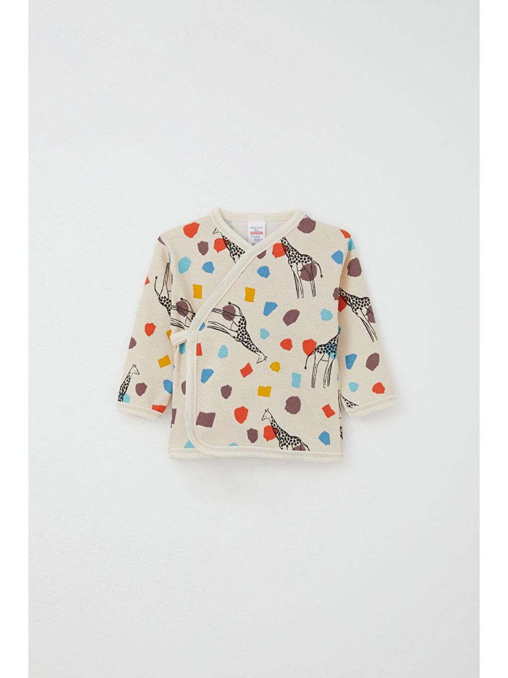 Yenidoğan Bebek İç Dış Çıtçıtlı 2 Li Zıbın Zürafa Desenli Bej (0-3 Ay)-1