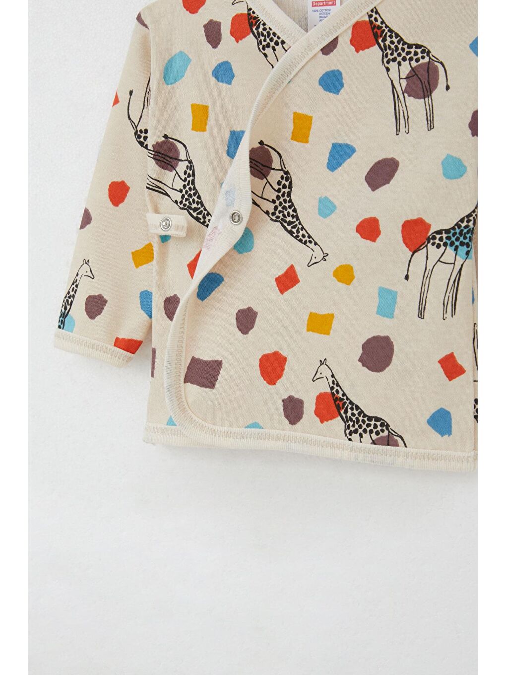 Yenidoğan Bebek İç Dış Çıtçıtlı 2 Li Zıbın Zürafa Desenli Bej (0-3 Ay)-3