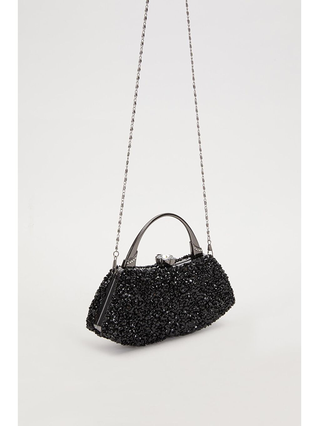 Siyah Taşlı Kadın El ve Abiye Çantası 93018-1