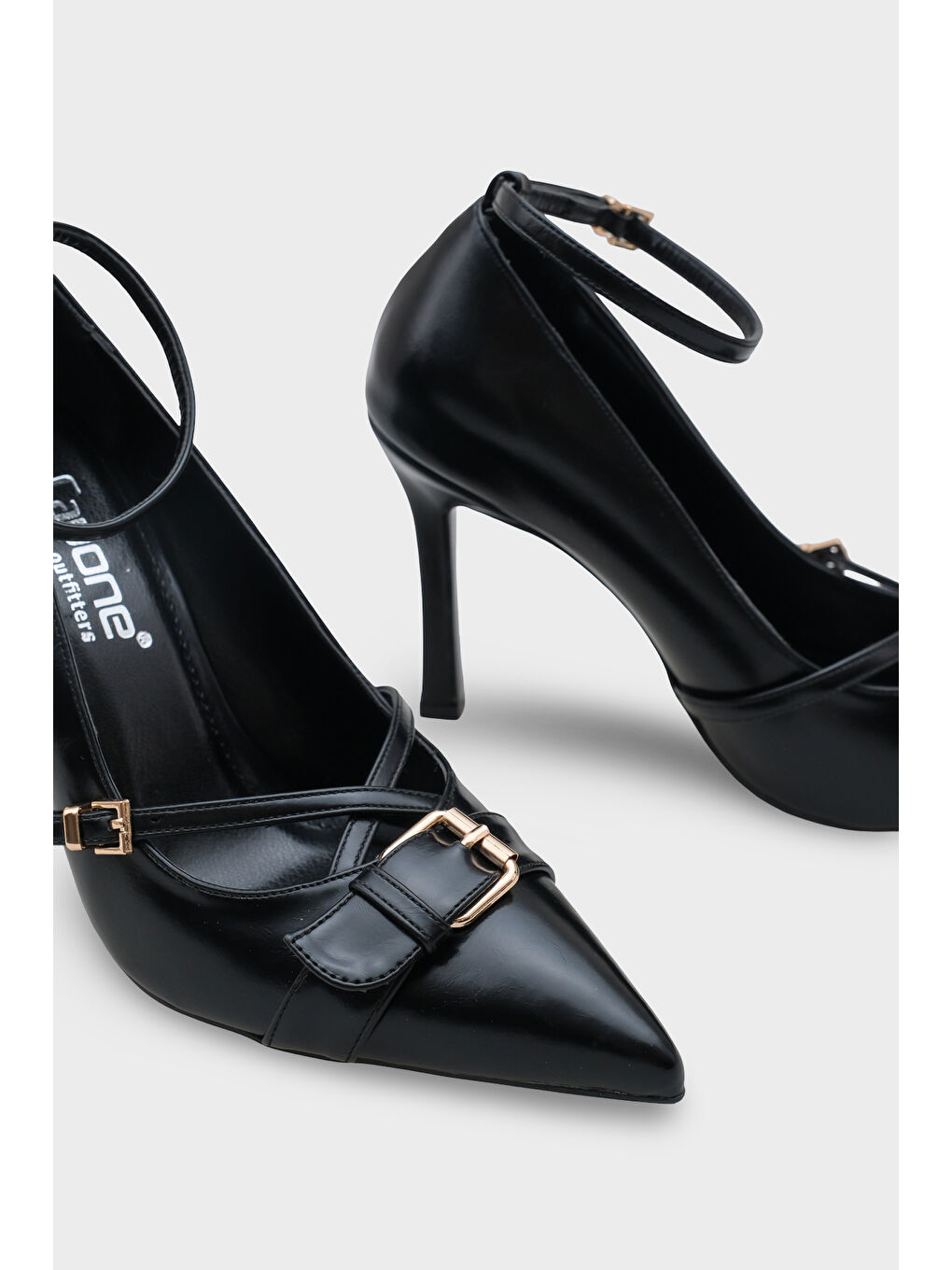 Siyah Kelcy Sivri Burunlu Tokalı Orta Topuklu Günlük Kadın Ayakkabı-4