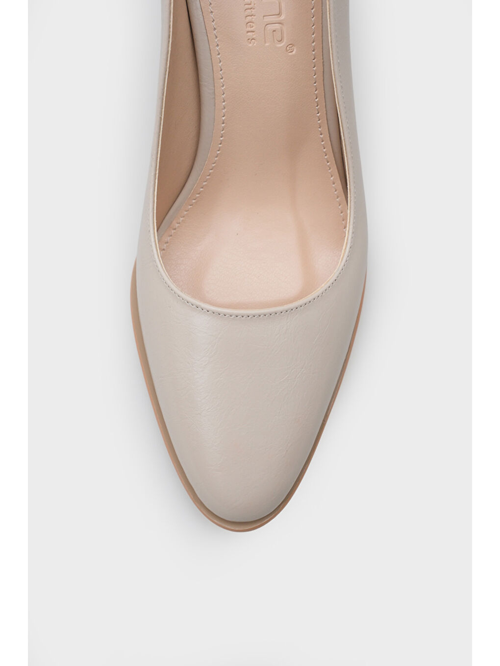 Bej Penni Yuvarlak Burunlu Orta Topuklu Günlük Kadın Topuklu Ayakkabı-2