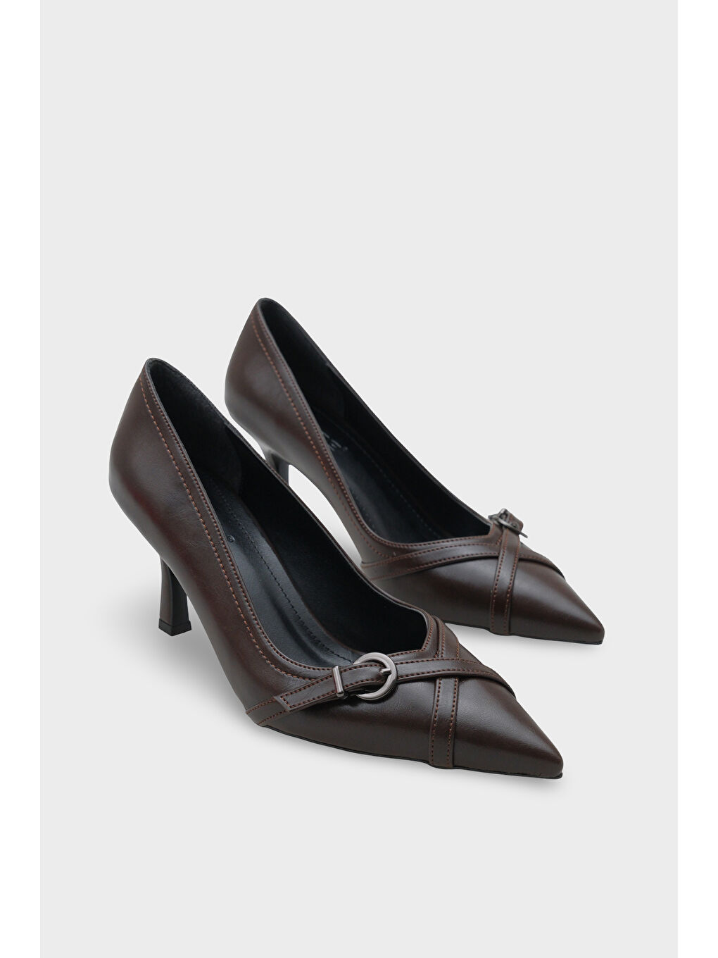 Kahverengi Elysee Orta Topuklu Tokalı Günlük Topuklu Ayakkabı-1