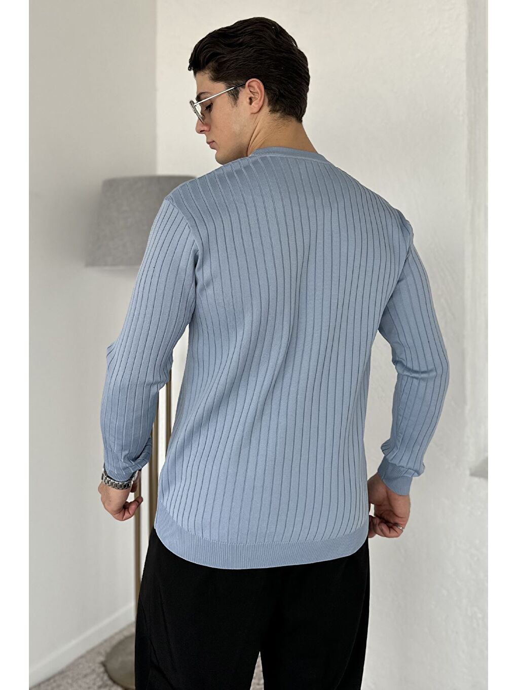 Mavi Bisiklet Yaka Erkek Triko Kazak-2