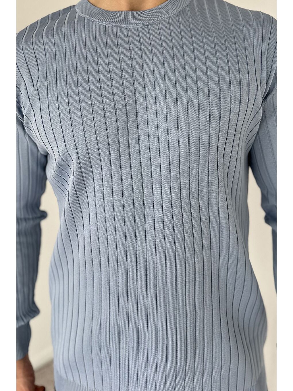 Mavi Bisiklet Yaka Erkek Triko Kazak-3